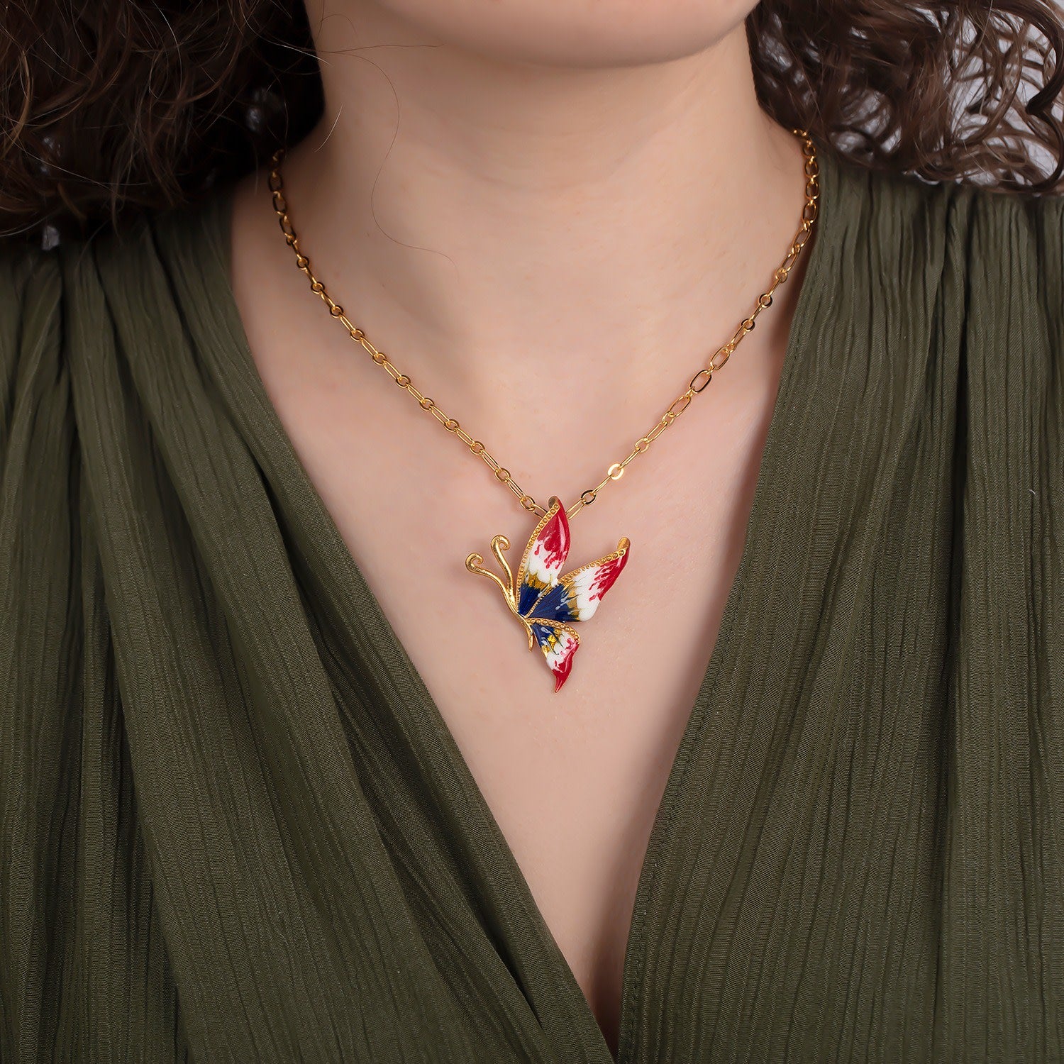 Multicolor Butterfly Necklace