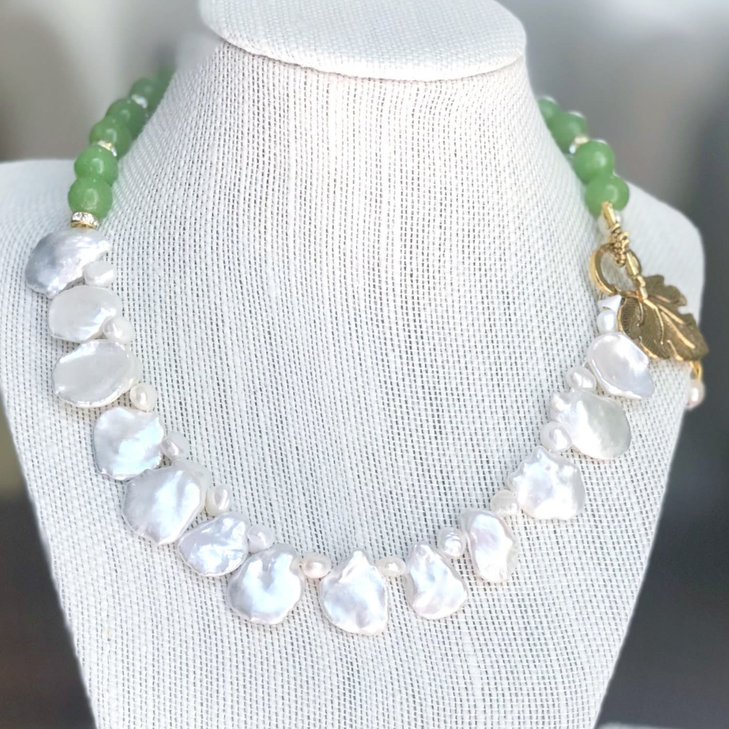 Keshi Pearls & Jade Beads Necklace