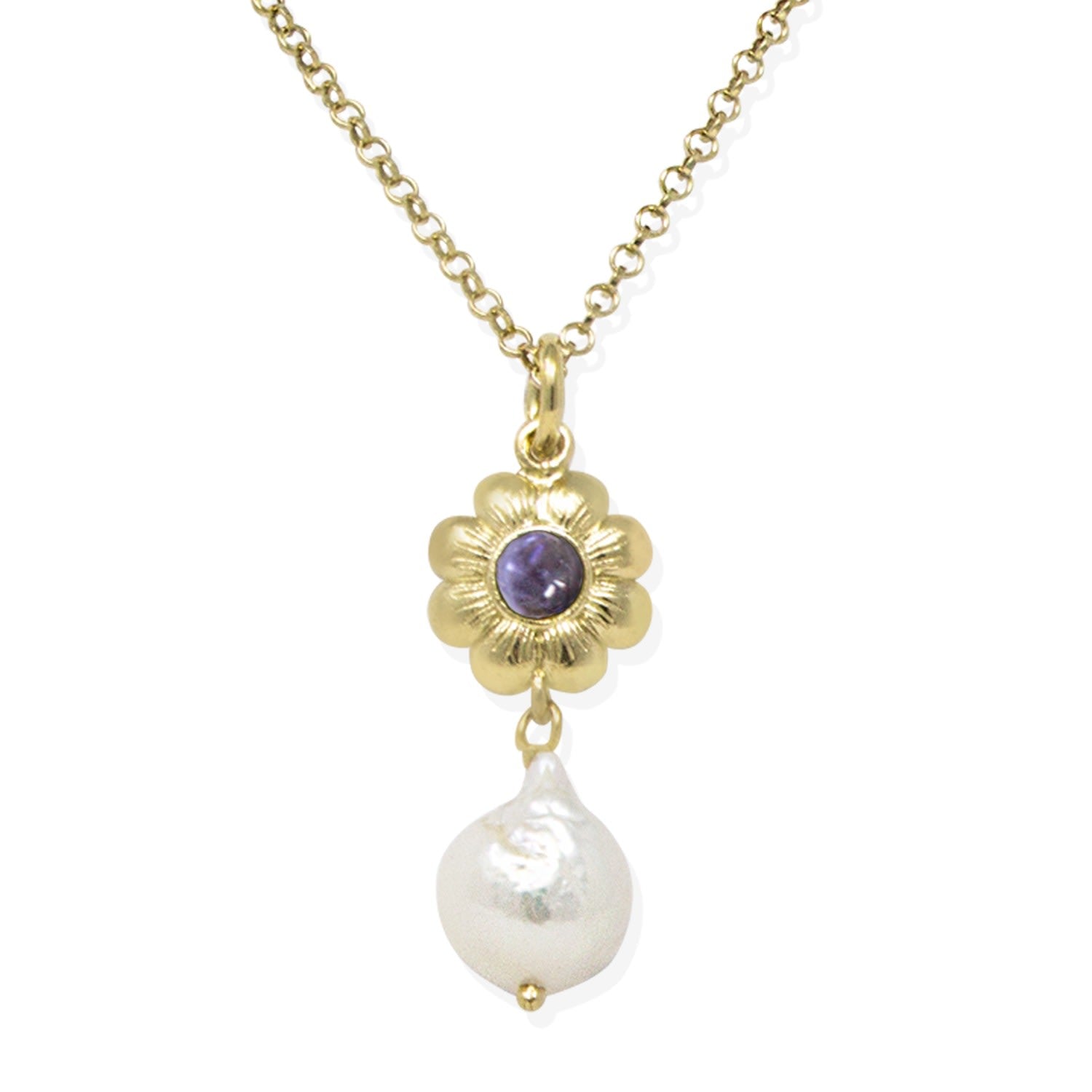Mini Flower Gold-Plated Iolite Necklace
