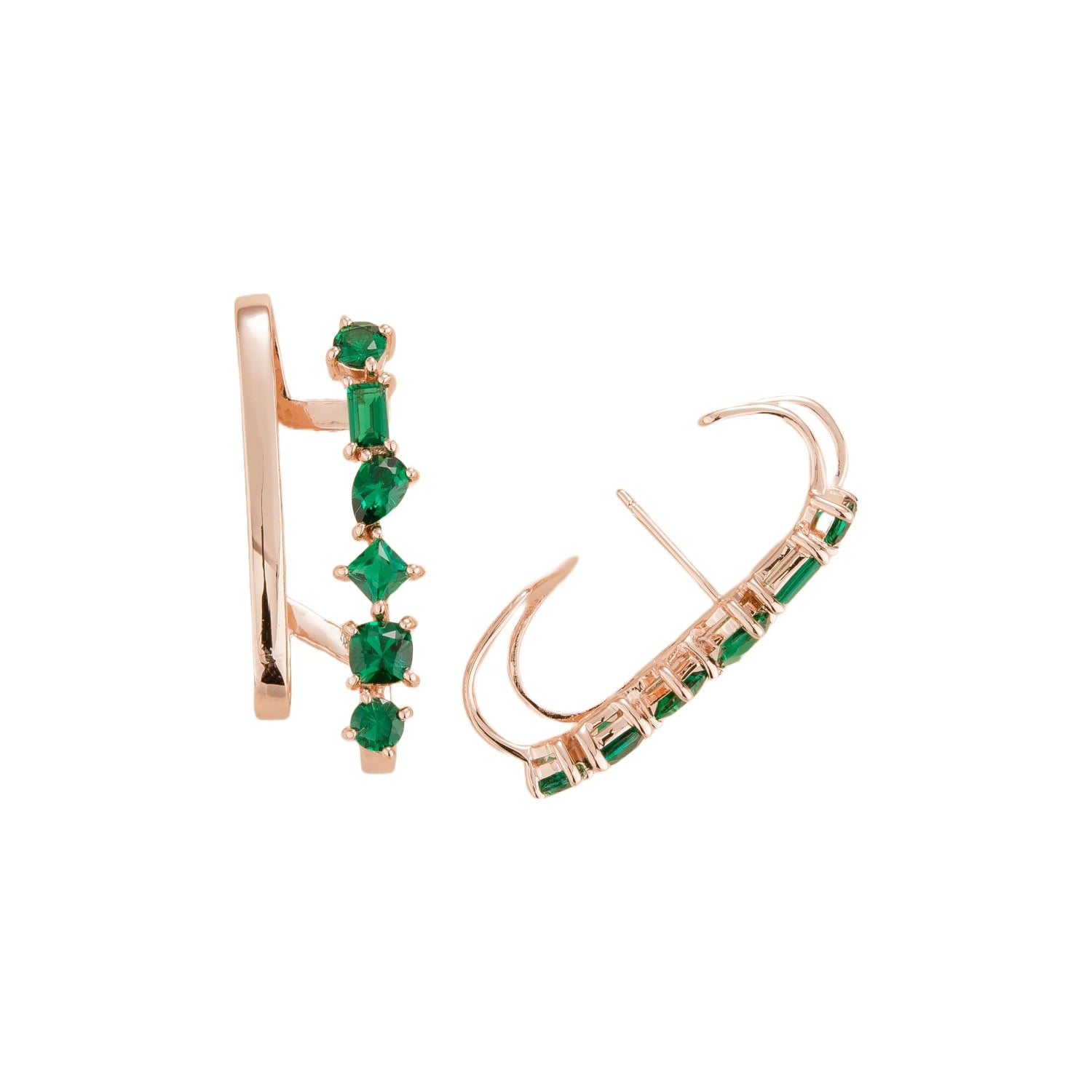 Serene Rose Gold Earrings With Emerald