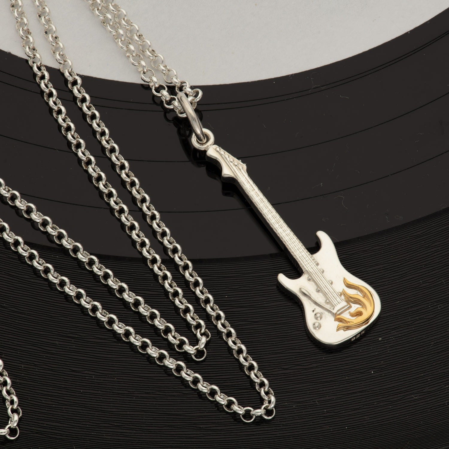 Sterling Silver Electric Guitar Charm Necklace