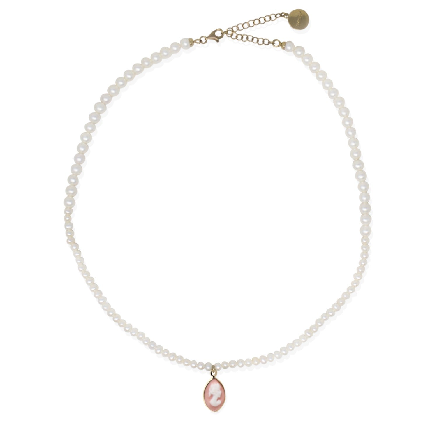 Isabella Pearl And Pink Cameo Necklace