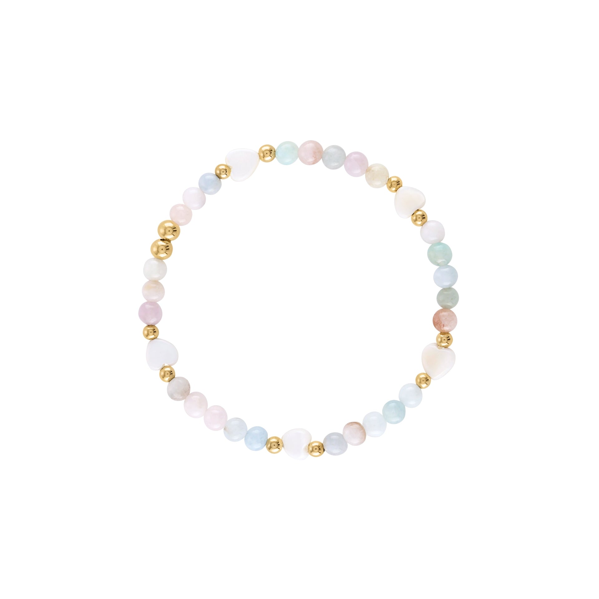 Morganite Heart Bead Bracelet