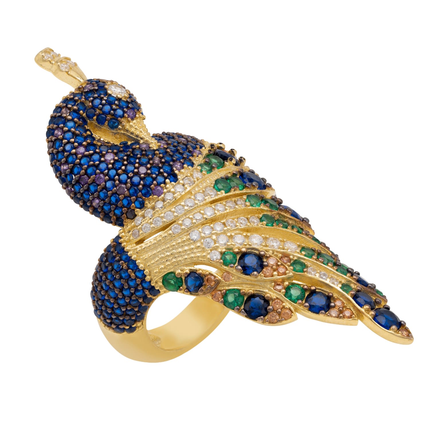 Peacock Cocktail Ring Gold
