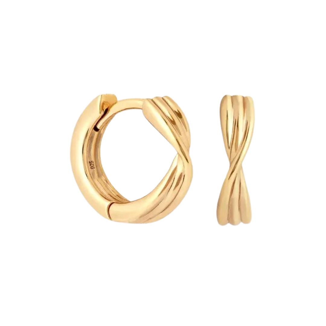 Gold X Huggie Hoop Vermeil Earrings