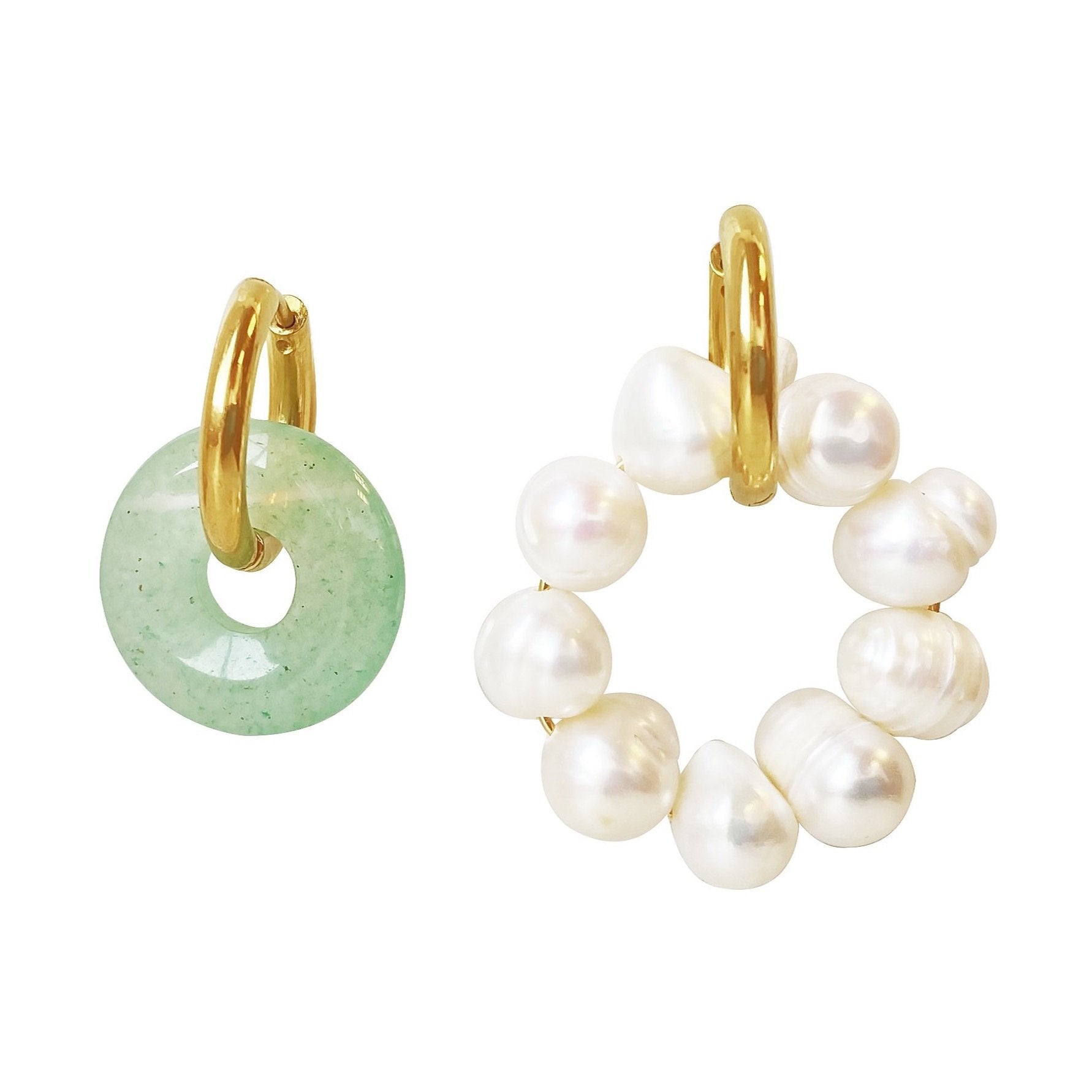 Pearl Aventurine Hoop Earrings Pia