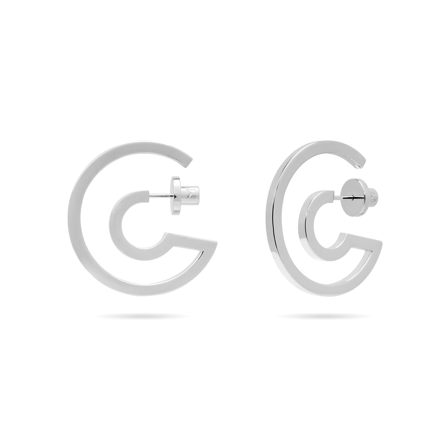 Unique Open Hoop And Huggie Earrings - Silver