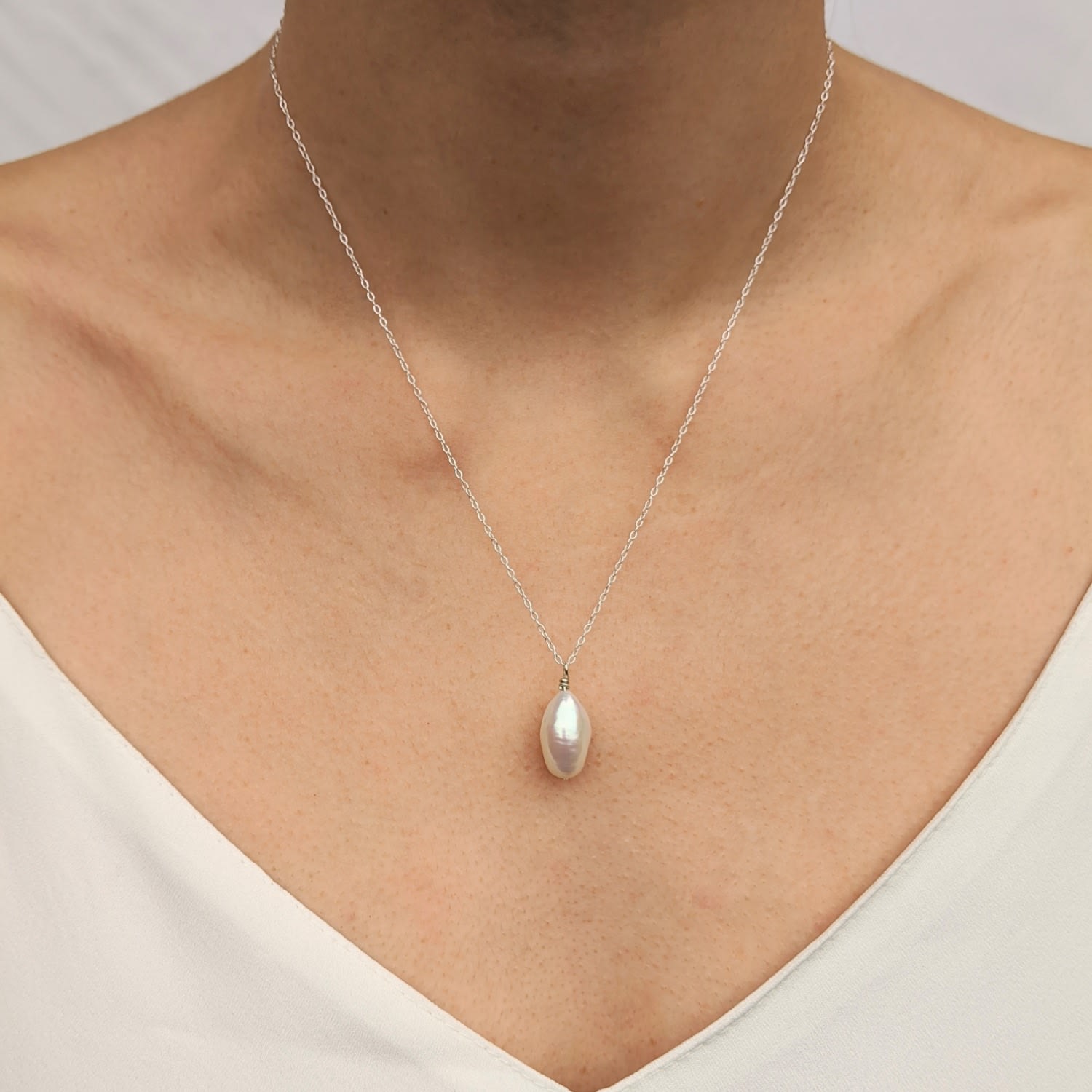 Florence Baroque Pearl Pendant Sterling Silver Necklace