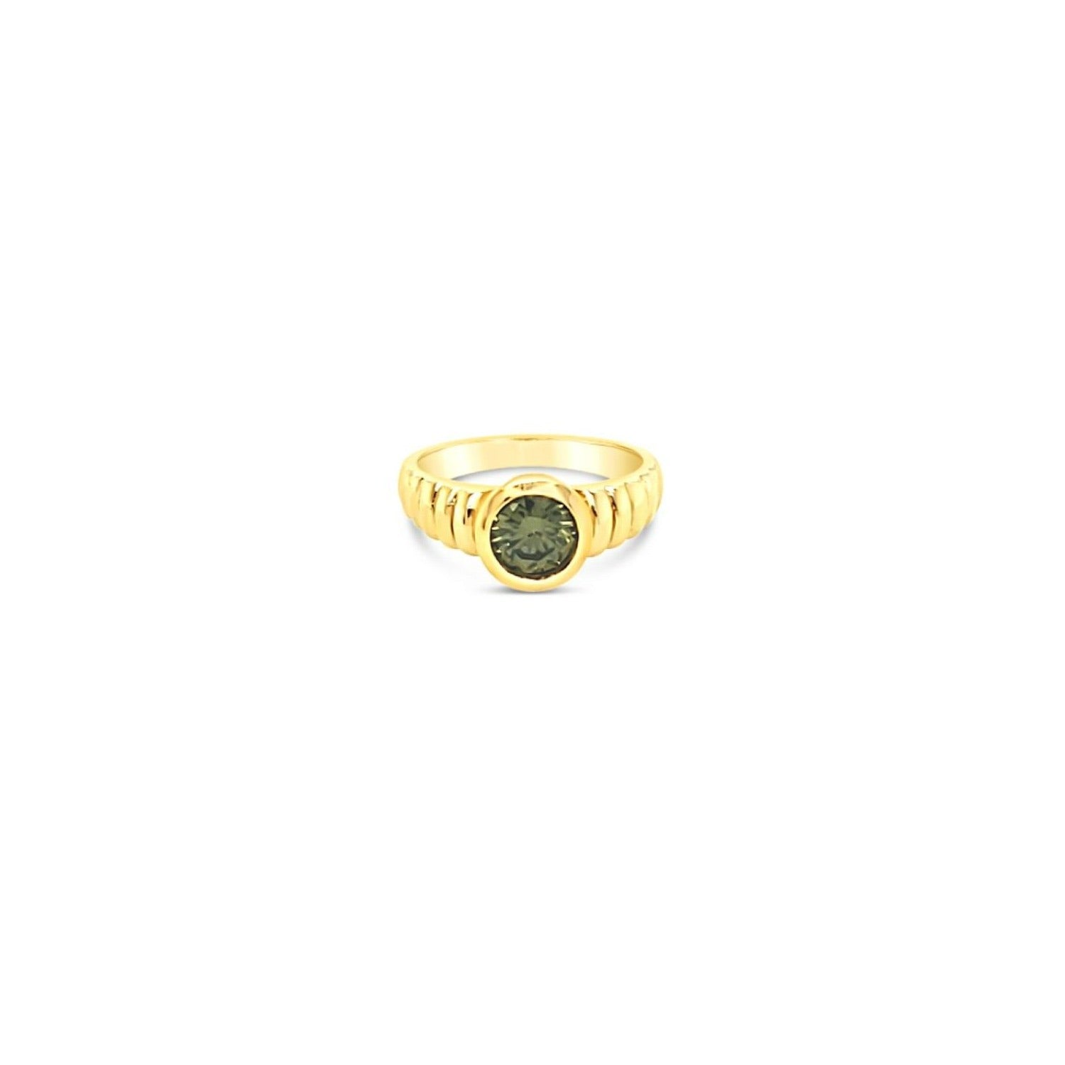Round Stone Ring Peridot - Gold