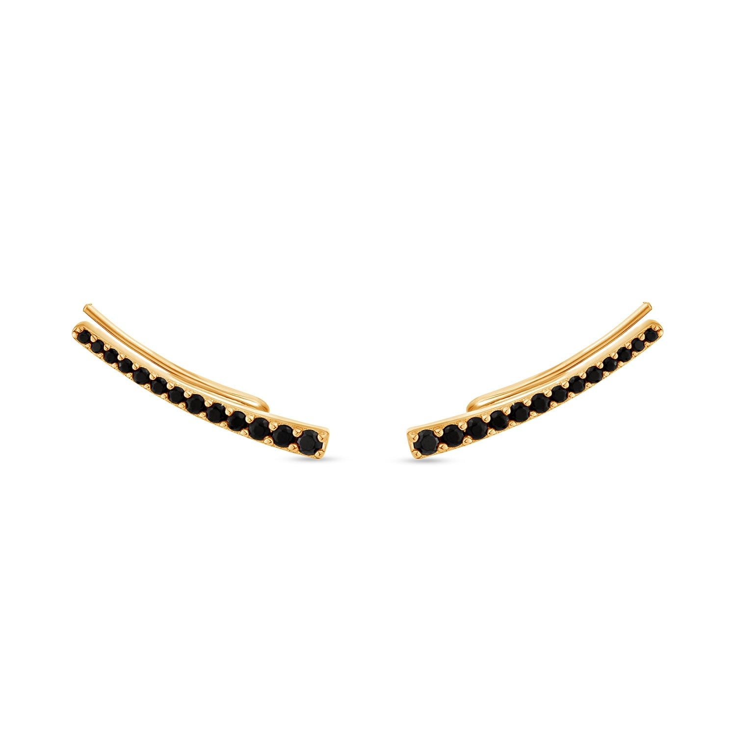 Naked Ear Climber With Man Made Black Diamonds In Gold