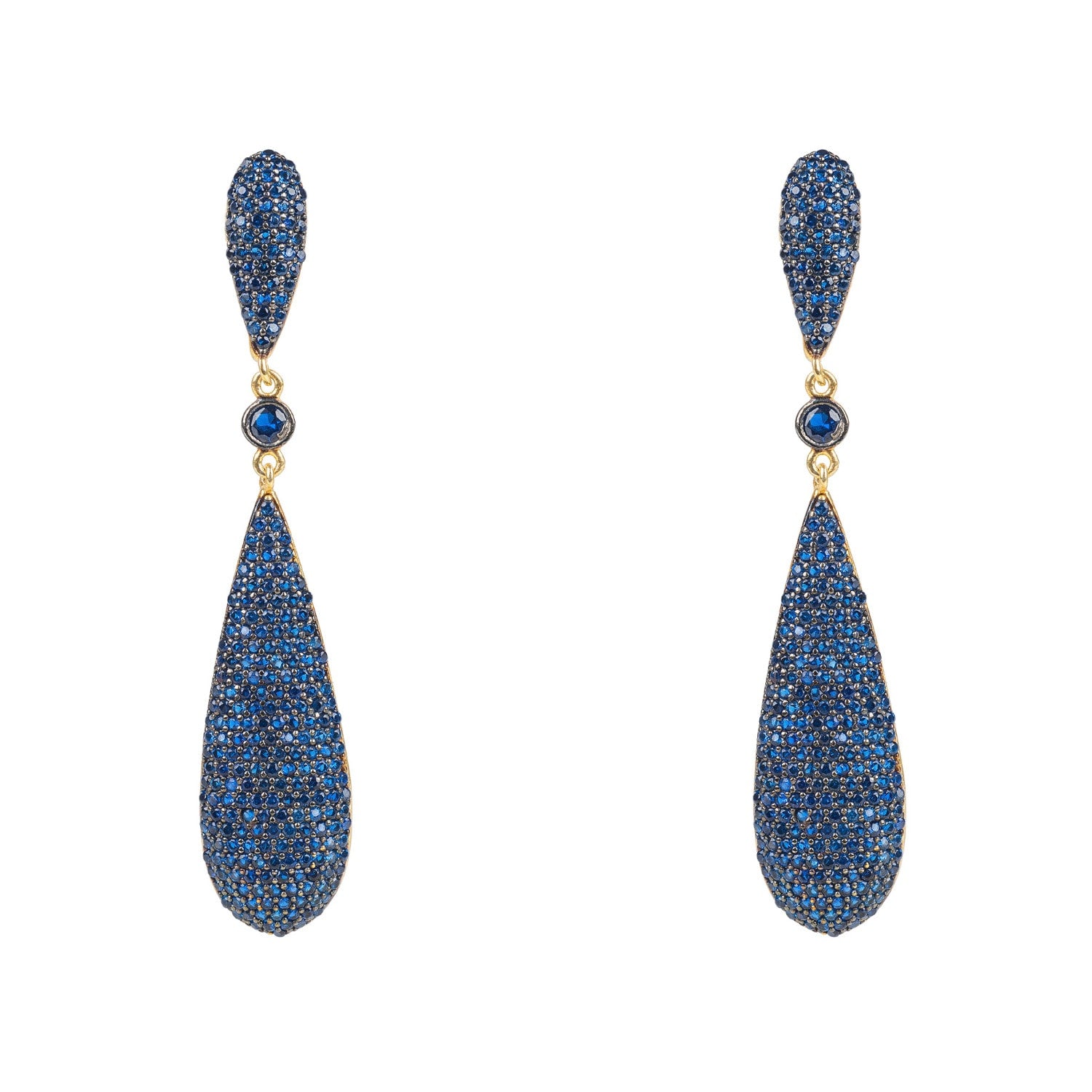 Coco's Long Drop Earrings Sapphire Blue Cz