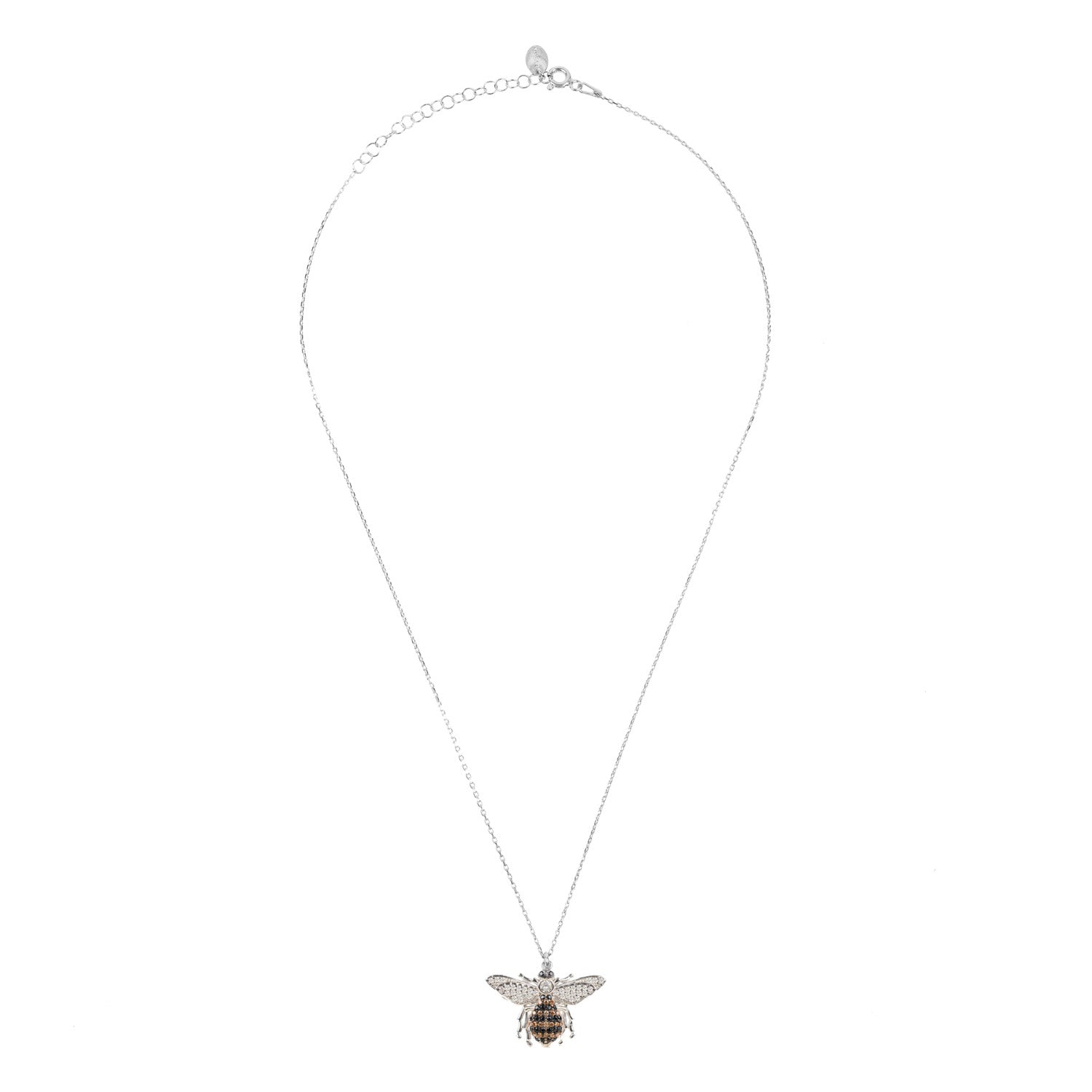 Honey Bee Pendant Necklace Silver