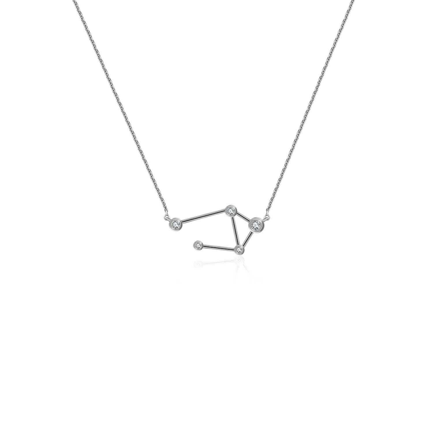 Libra Zodiac Constellation Necklace 18K White Gold & Diamond