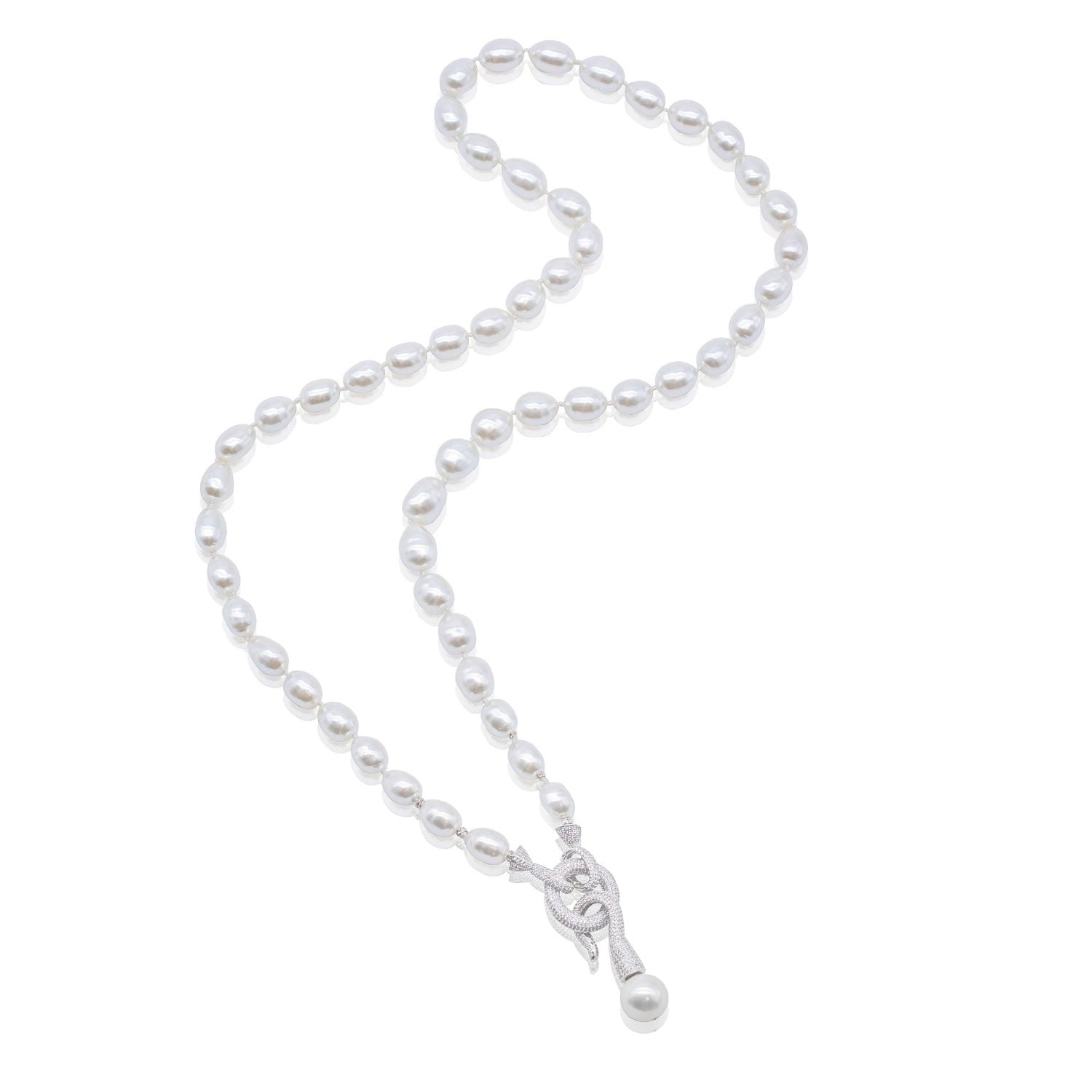 Hooked Pearl Necklace With Zirconia
