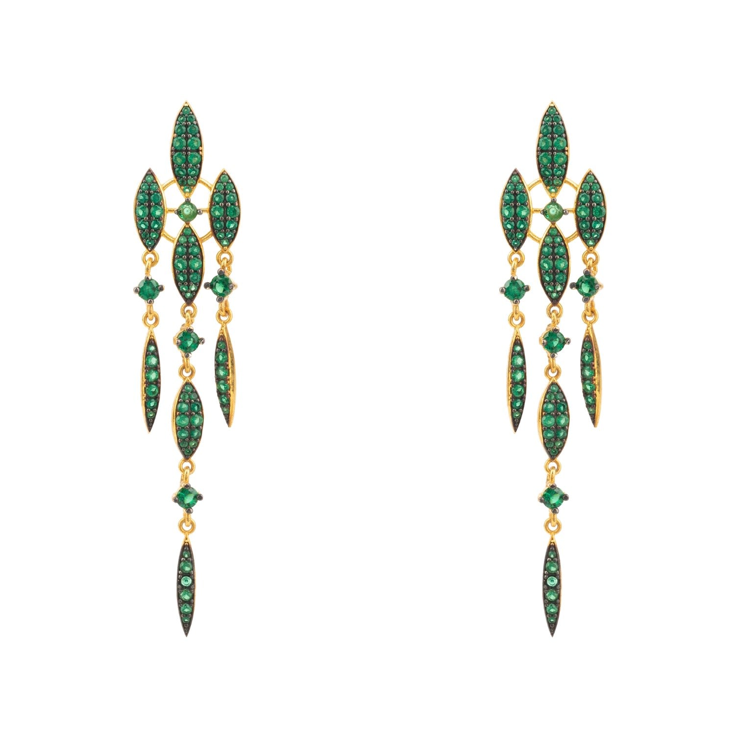 Valencia Statement Drop Earring Emerald Green Cz Gold