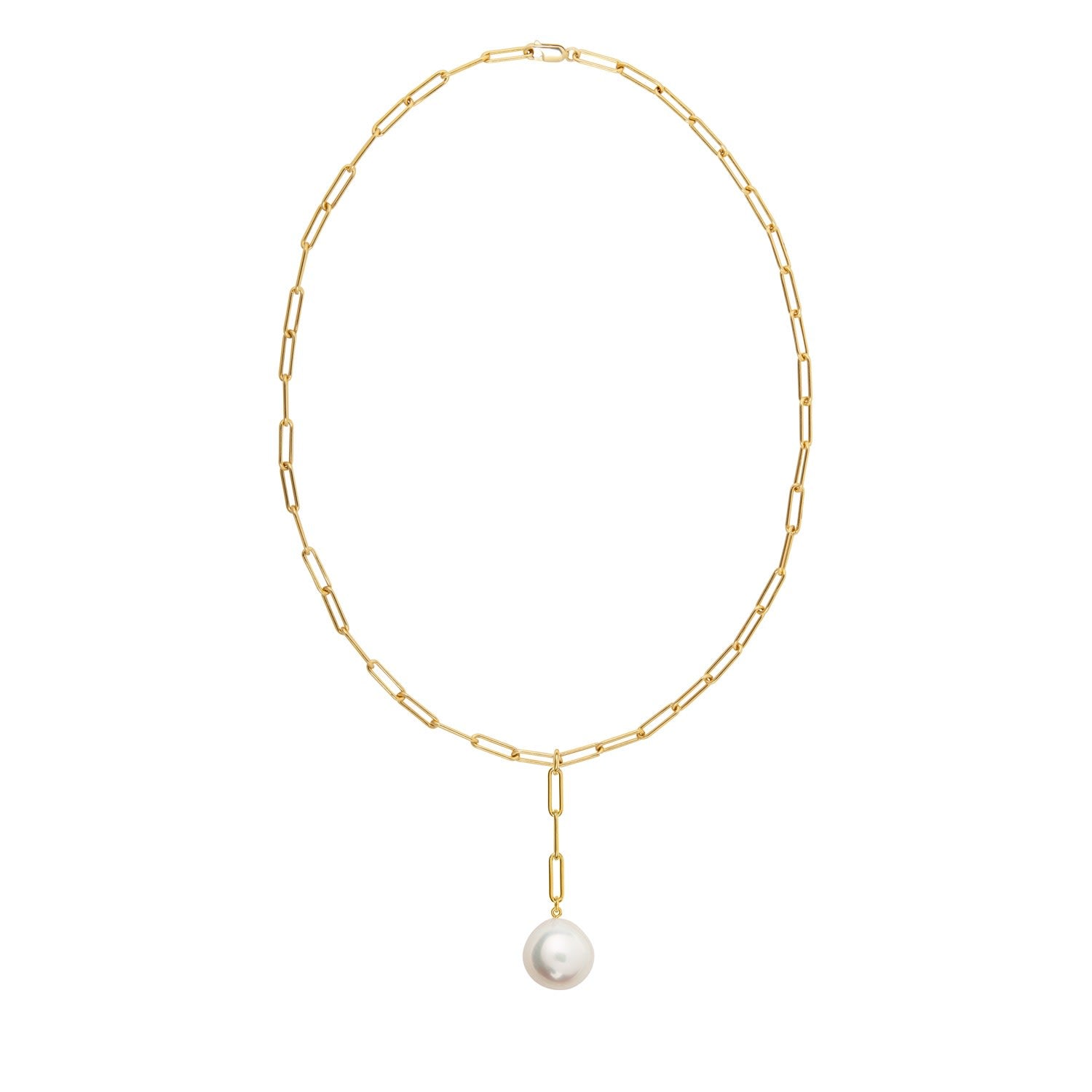 Aetia Lariat Xxl White Pearl Chain Necklace - Gold