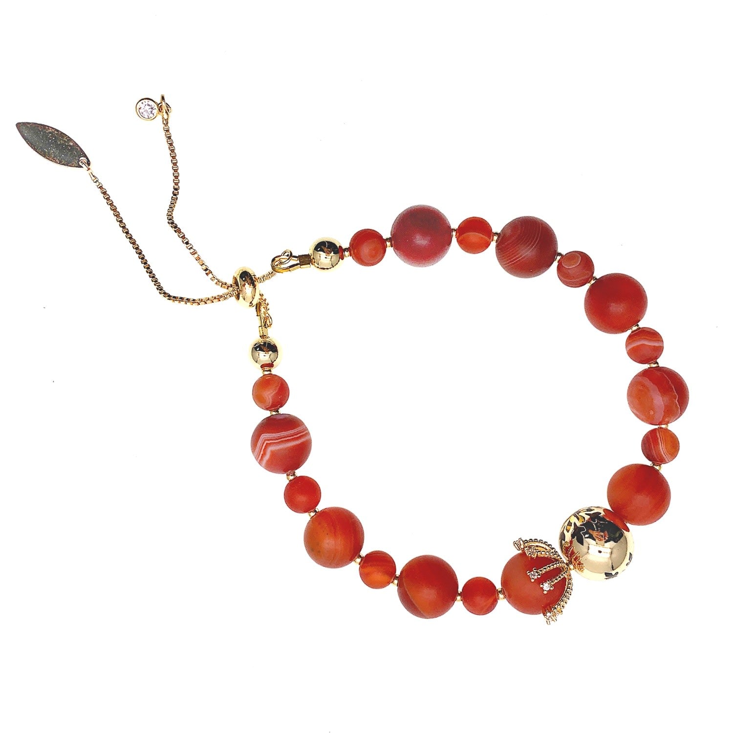 Christmas Style Matte Red Agate Adjustable Bracelet