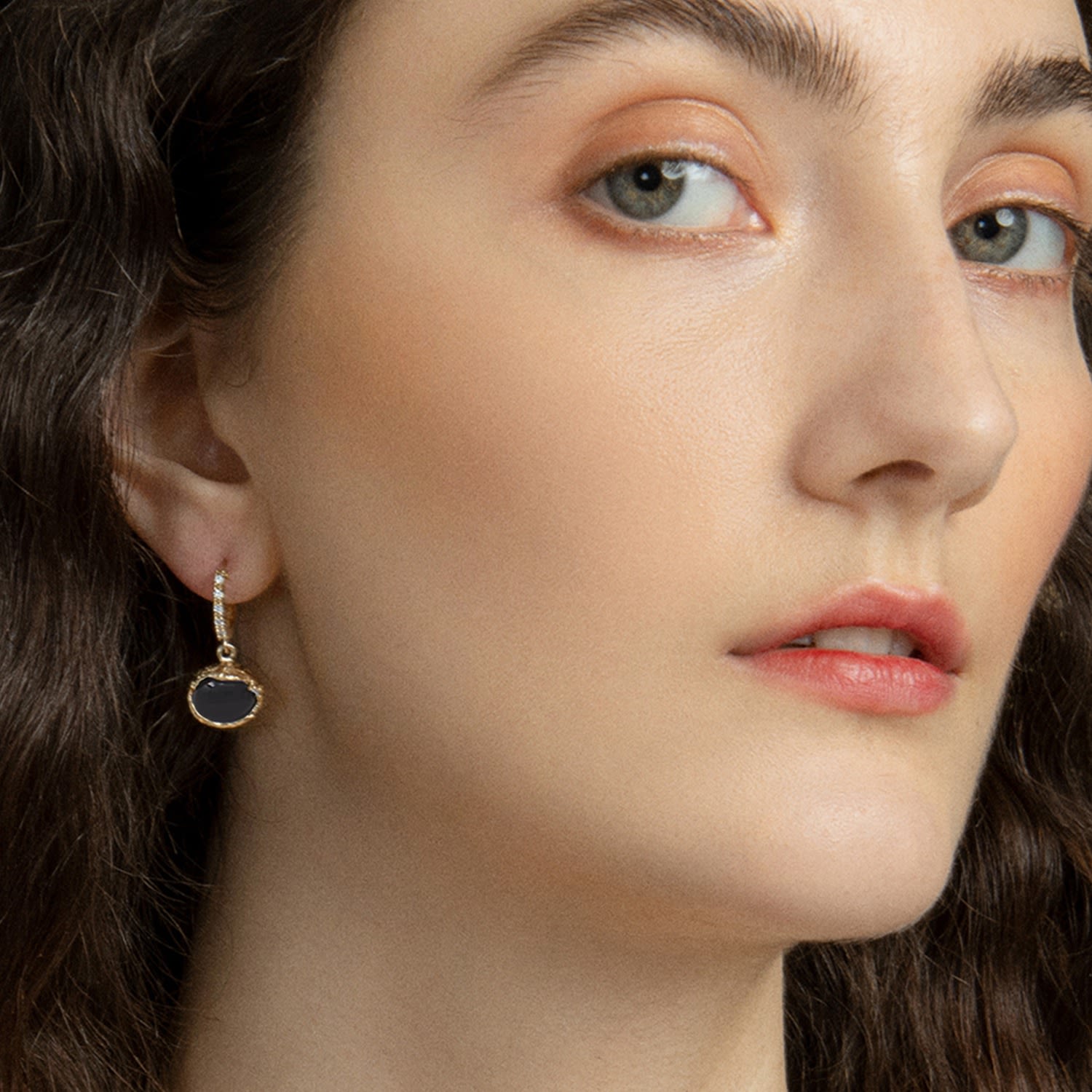 Ad Astra Gold-Plated Onyx Mini Hoop Earrings