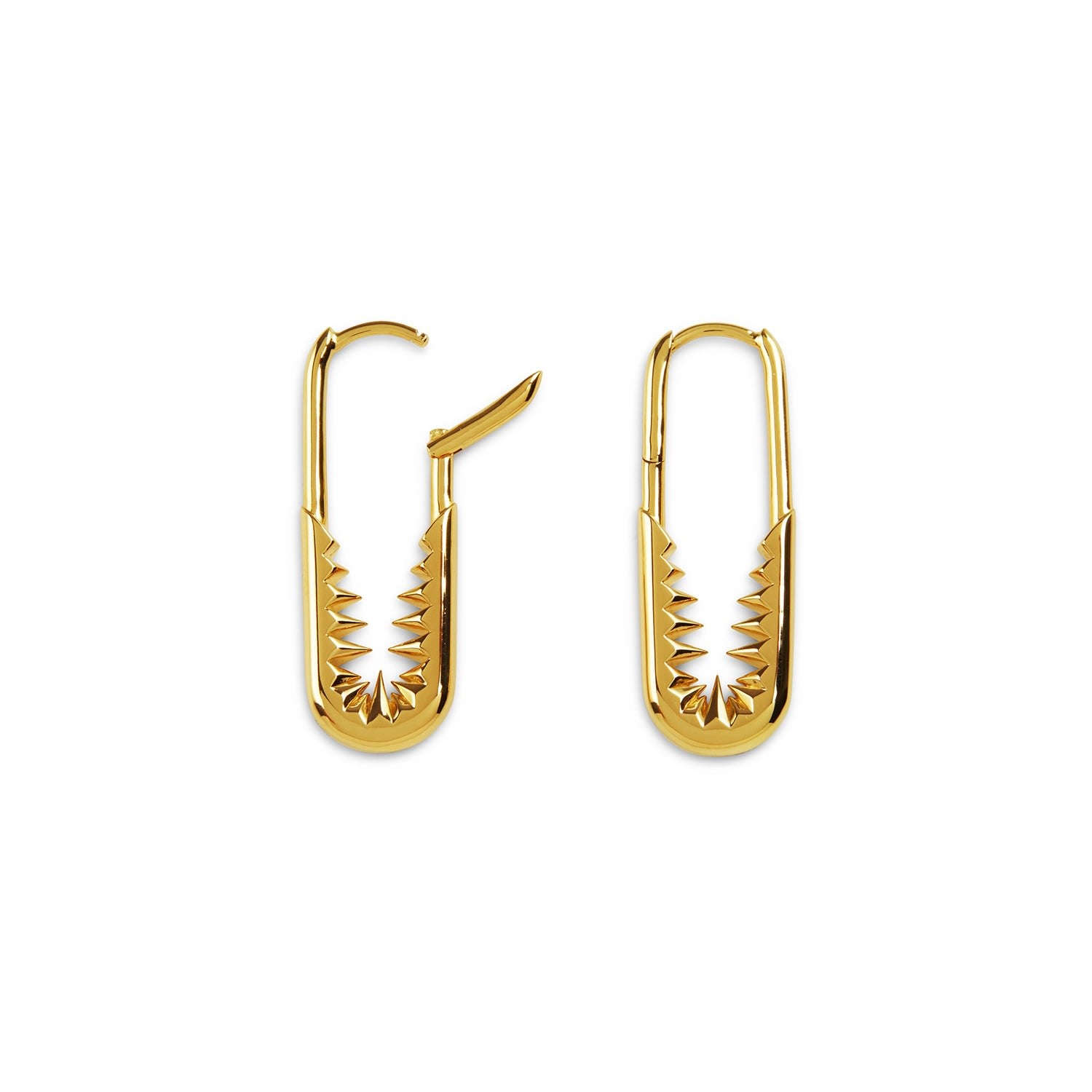 Safety Pin Hoop Earrings - Gold