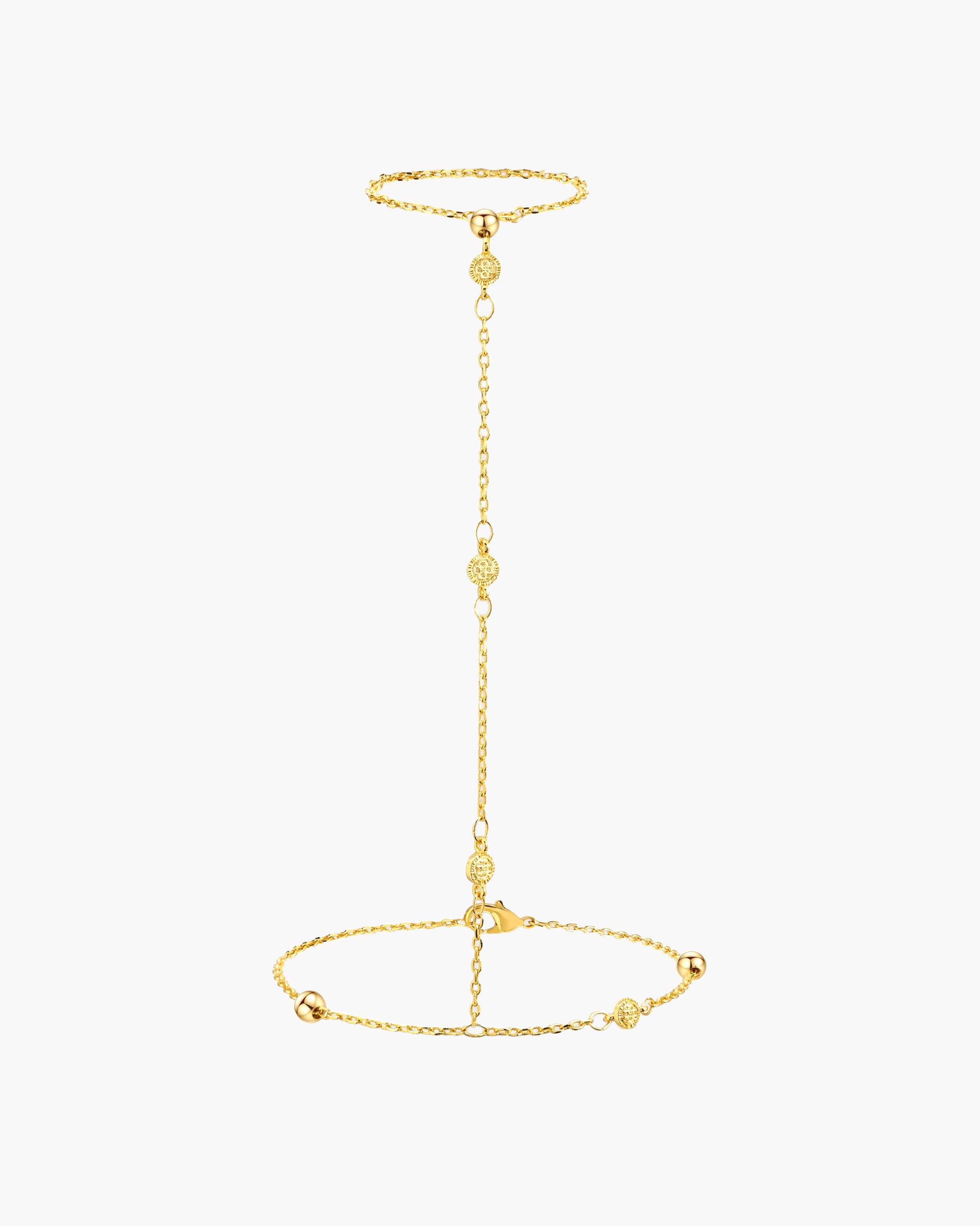 Golden Hojas Coin Hand Chain Bracelet