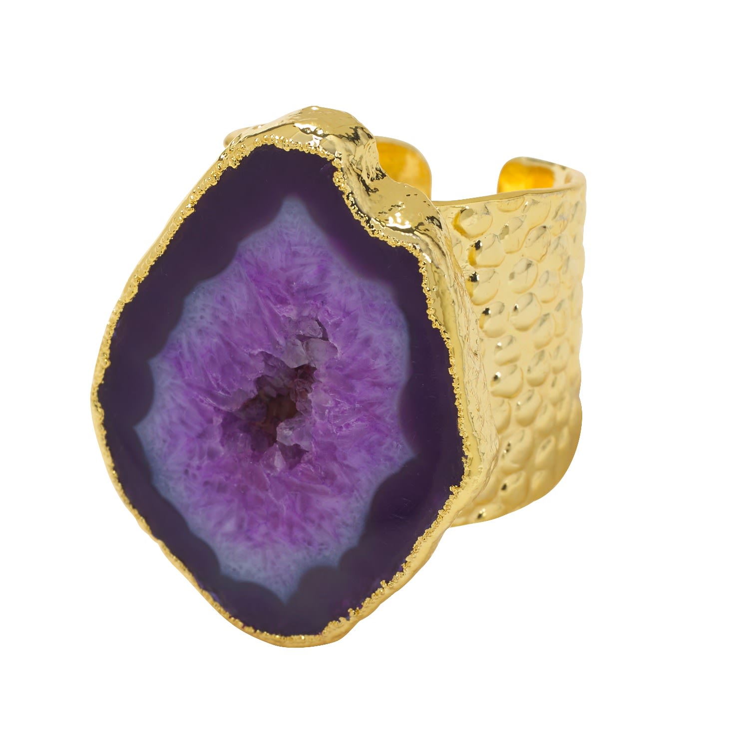 Purple Mega Gemstone Gold Statement Ring