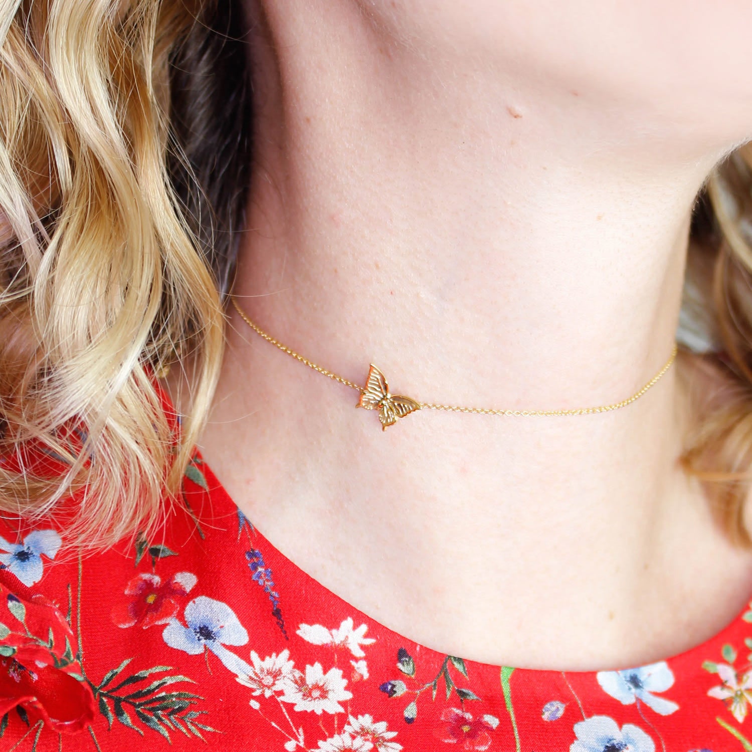 Butterfly Choker Necklace - Gold