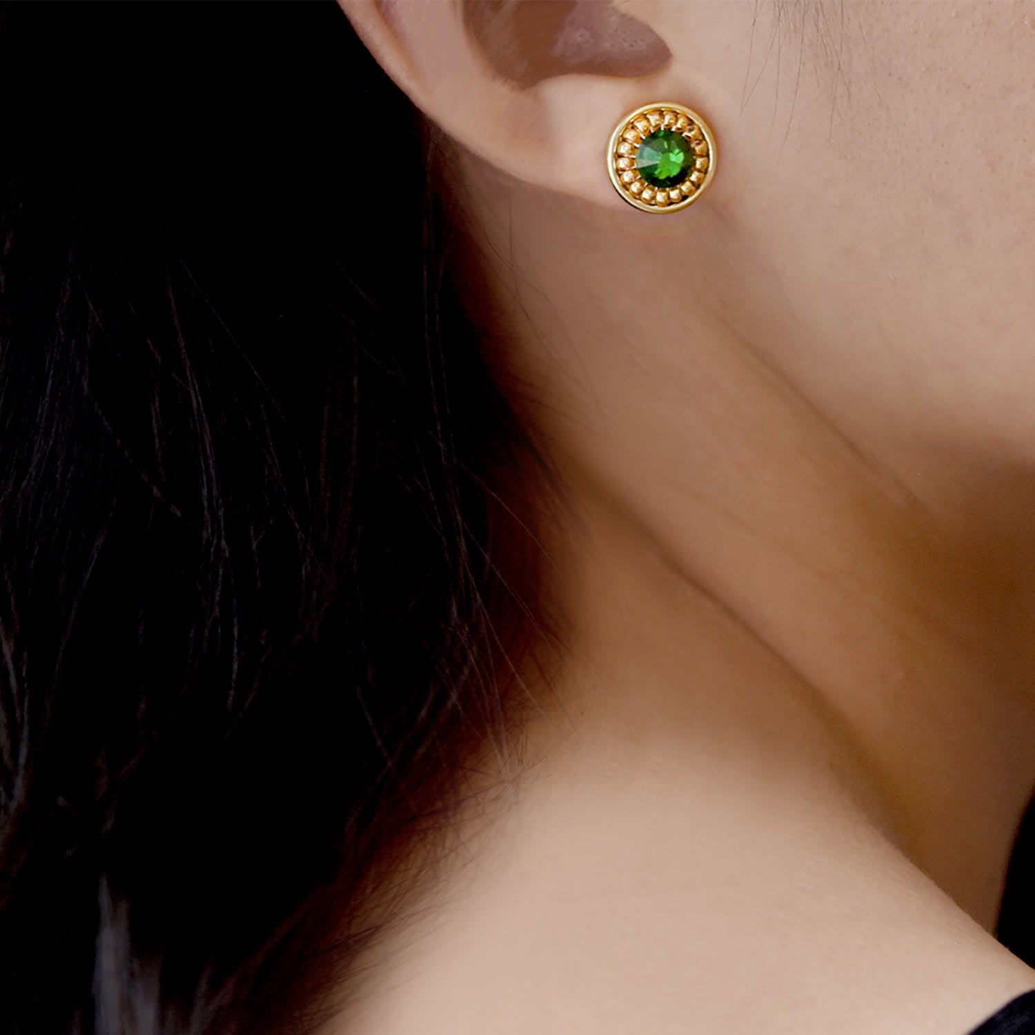 Vintage Sparkle Stud Earrings - Light Topaz