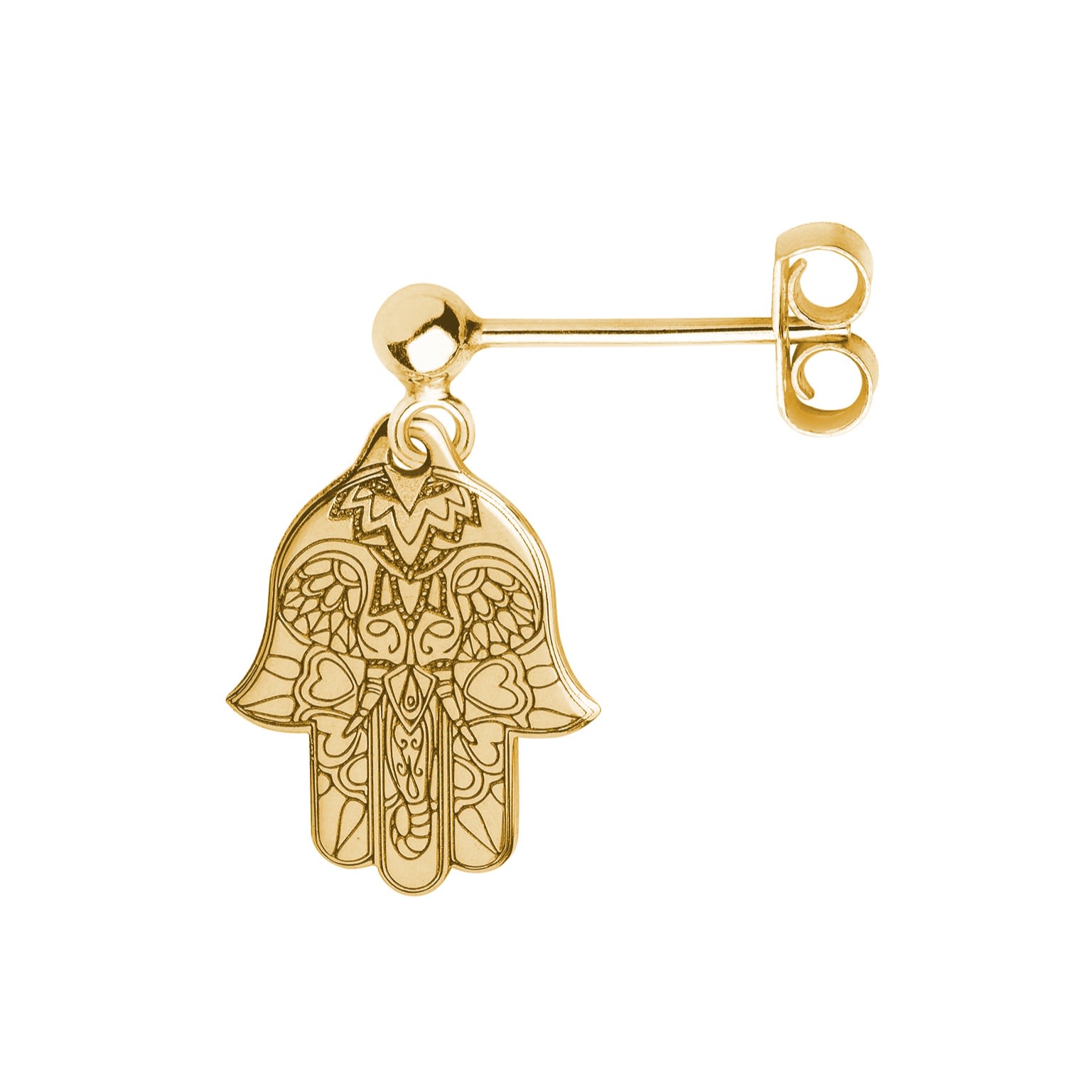 Gold Hamsa Hand Single Short Drop Earring