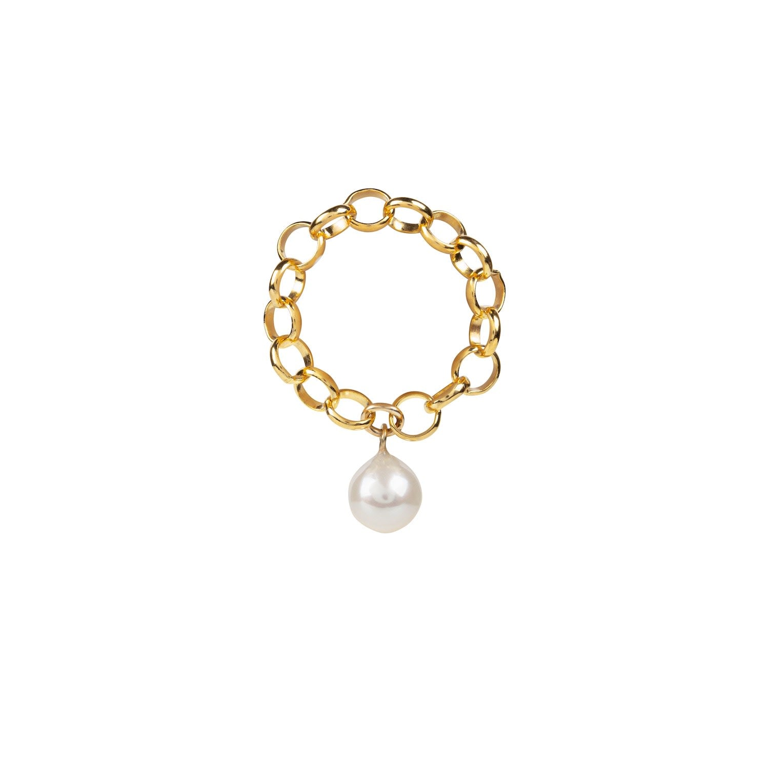 Aelia Pearl Chain Ring - Gold
