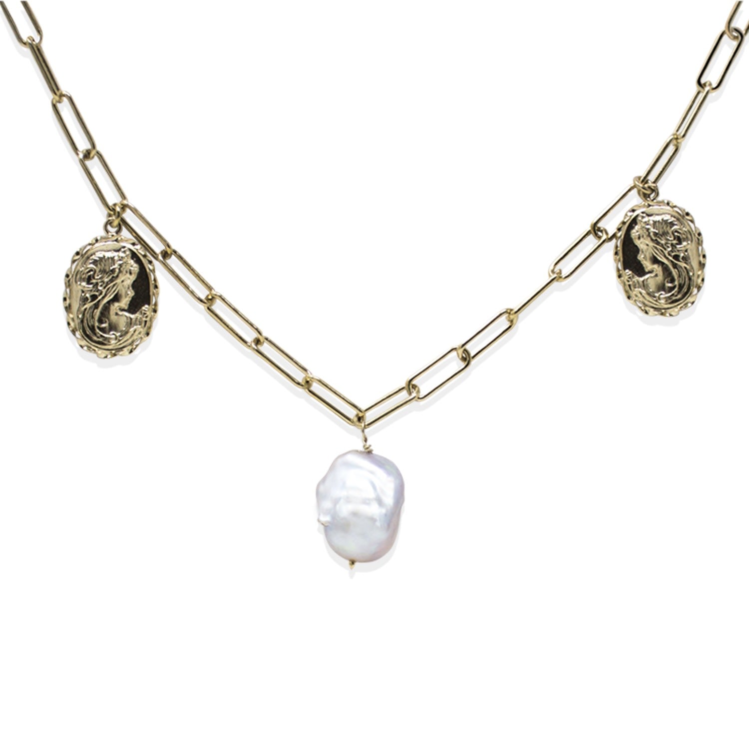 Beatrice Gold-Plated And Baroque Pearl Necklace