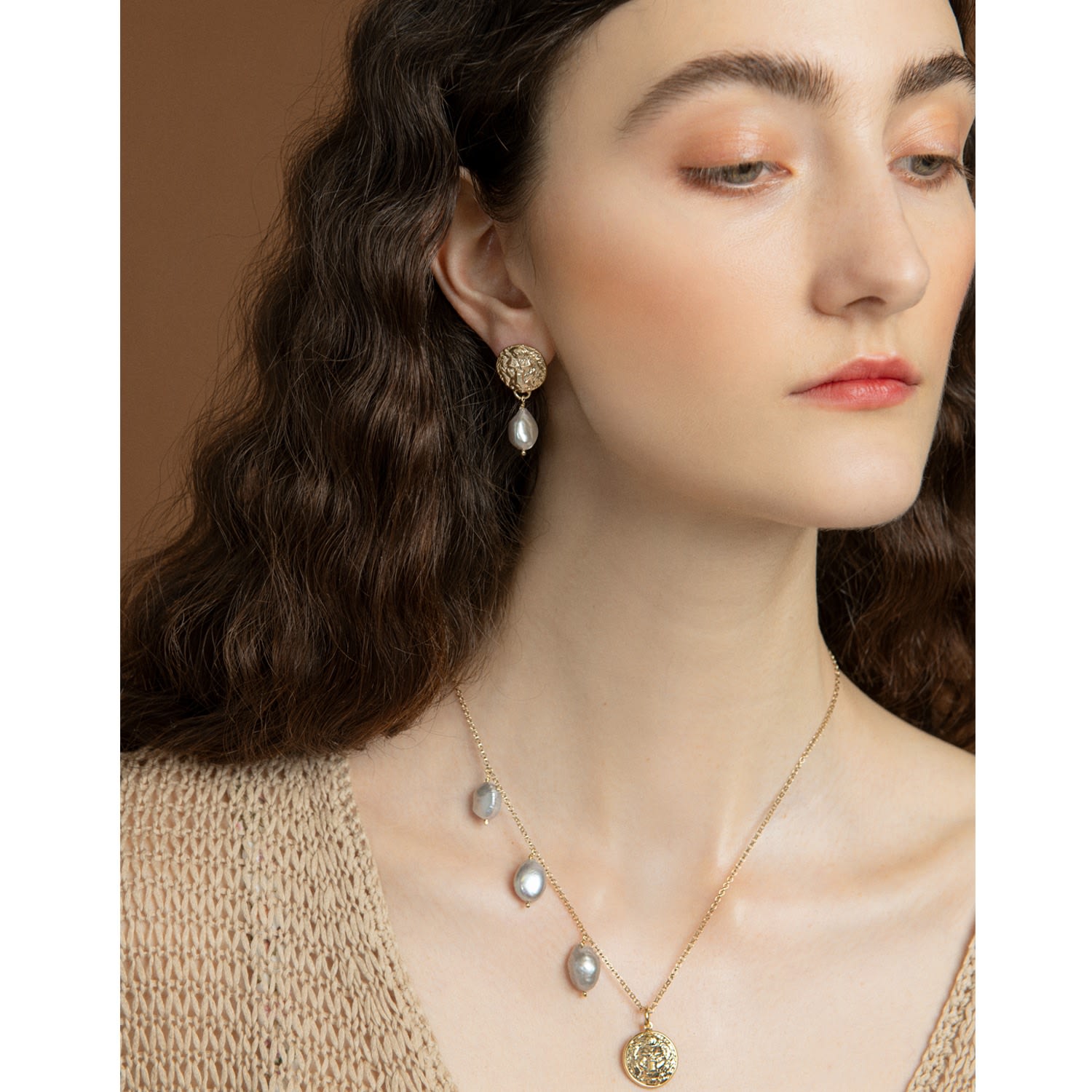 The Lion Gold-Plated Pearl Earrings