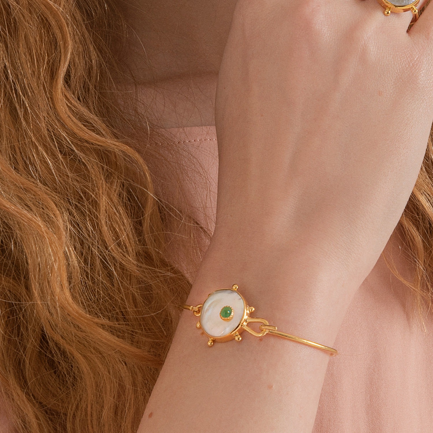 Rebel Rebel Pearl Bracelet With Emerald