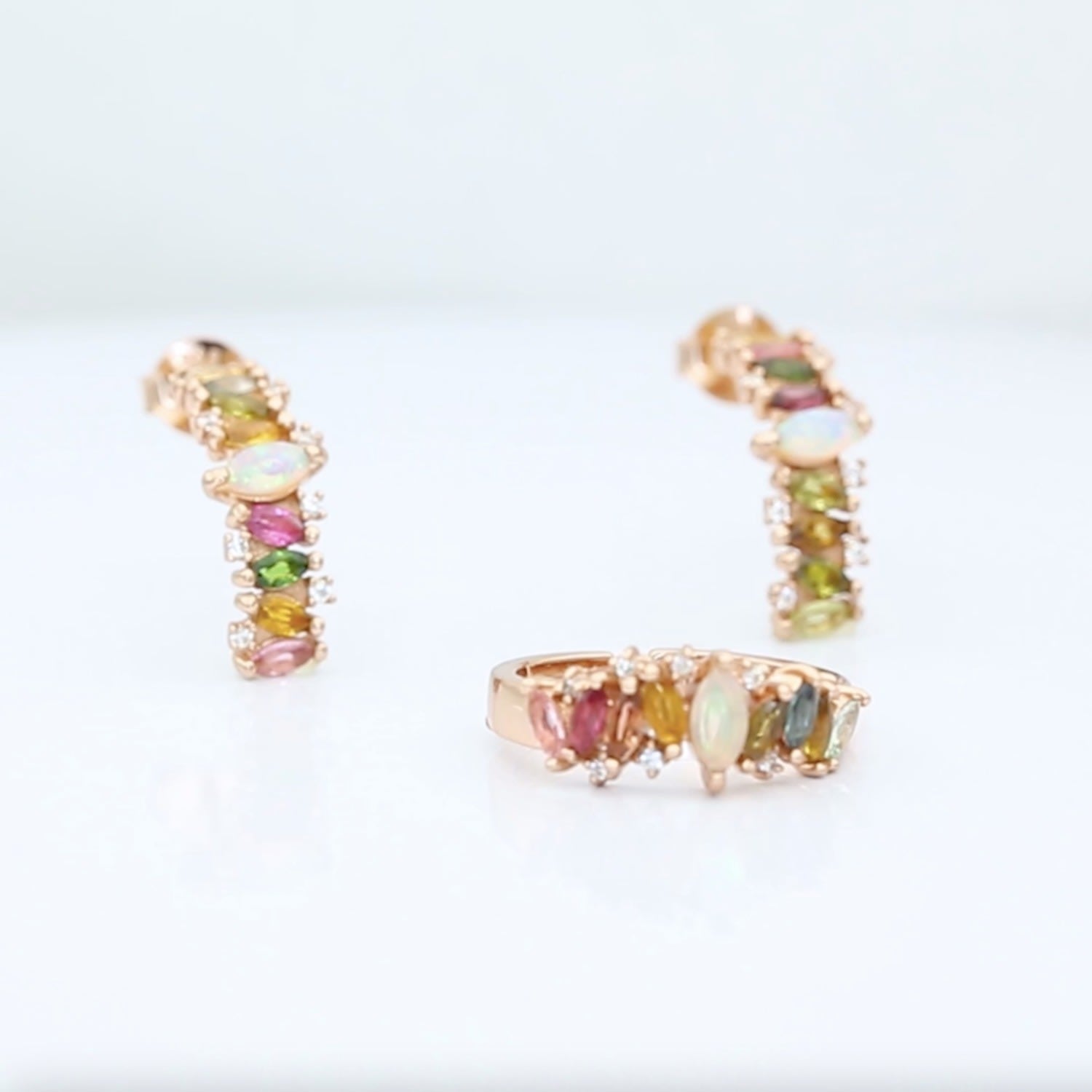 Natural Opal Tourmaline Earring