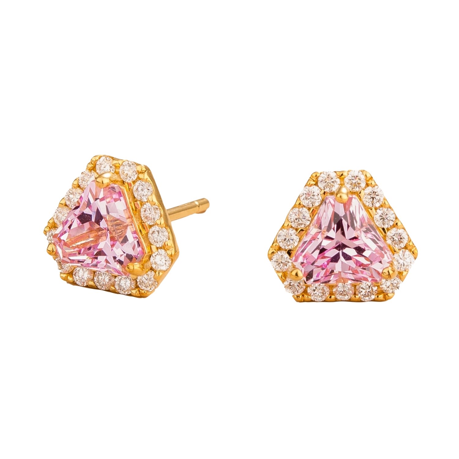 Diana Gold Earrings With Pink Sapphires And Diamonds