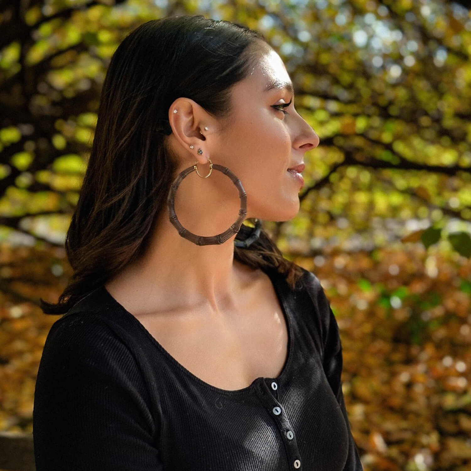 Xl Bamboo Hoop Earrings In Blackberry
