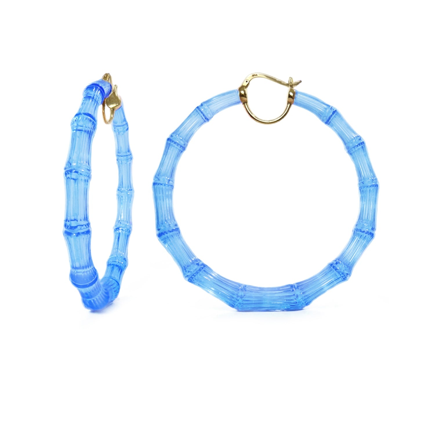 Xl Bamboo Hoop Earrings In Blue