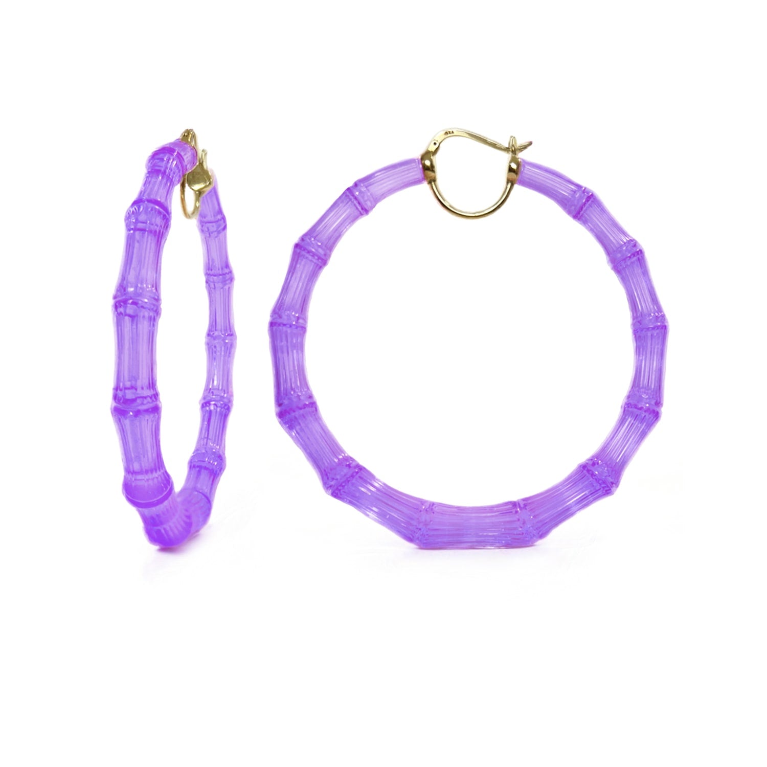 Xl Bamboo Hoop Earrings In Purple Grape