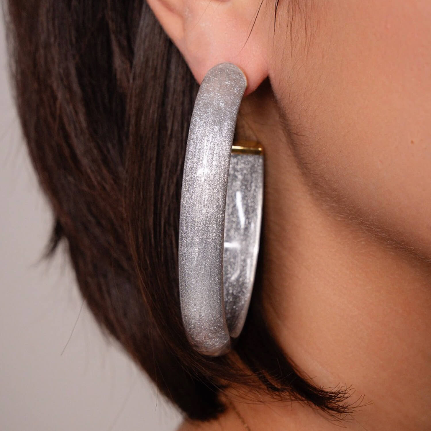 Xl Oval Hoops In Silver Pixie