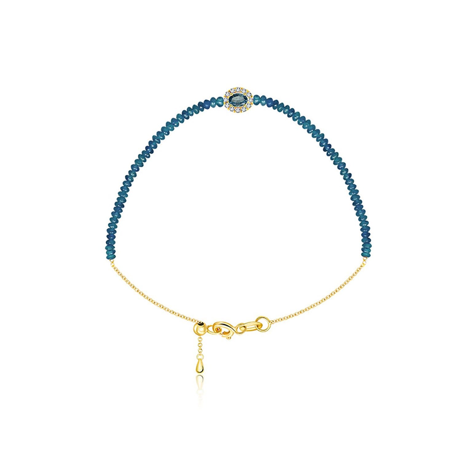 18K Yellow Gold Sapphire Bead Bracelet