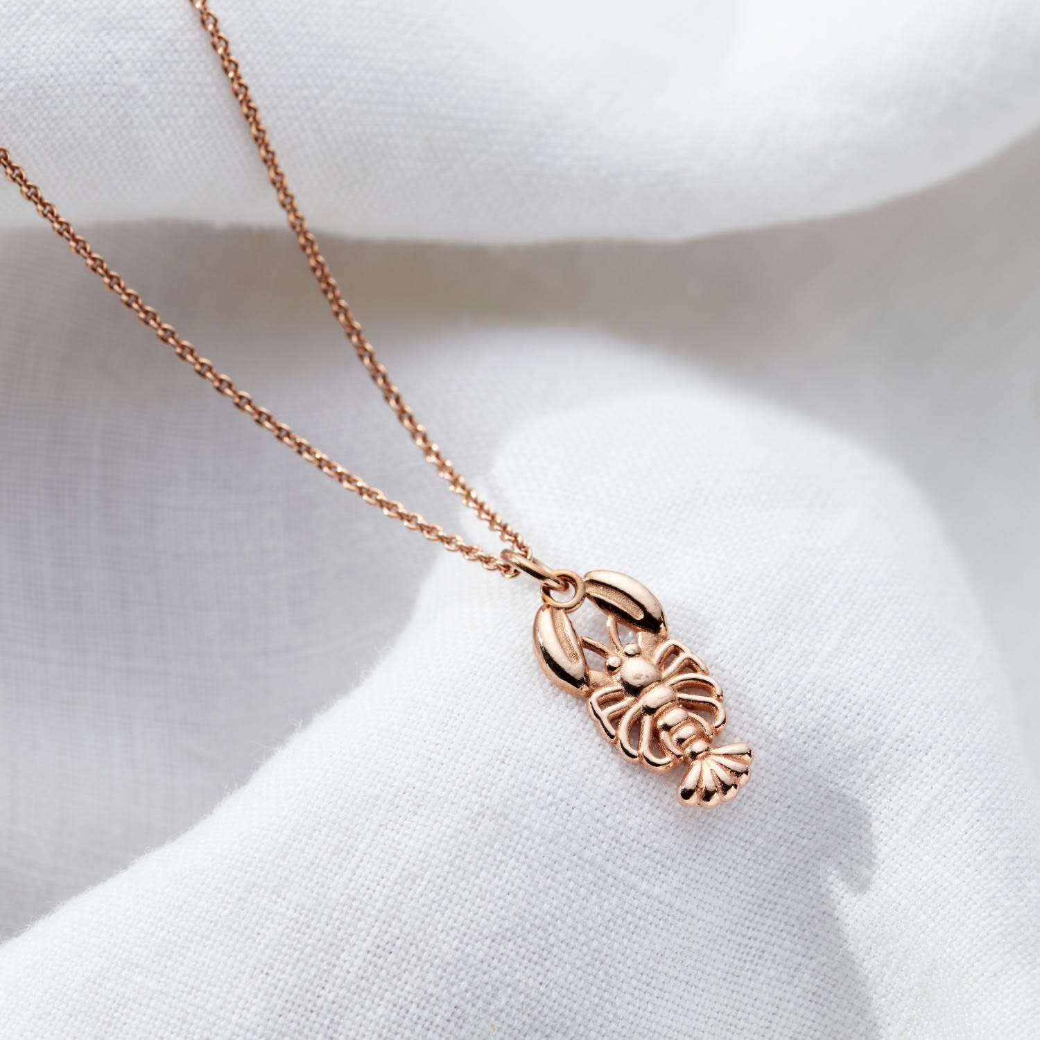 Rose Gold Plated Lobster Charm Necklace