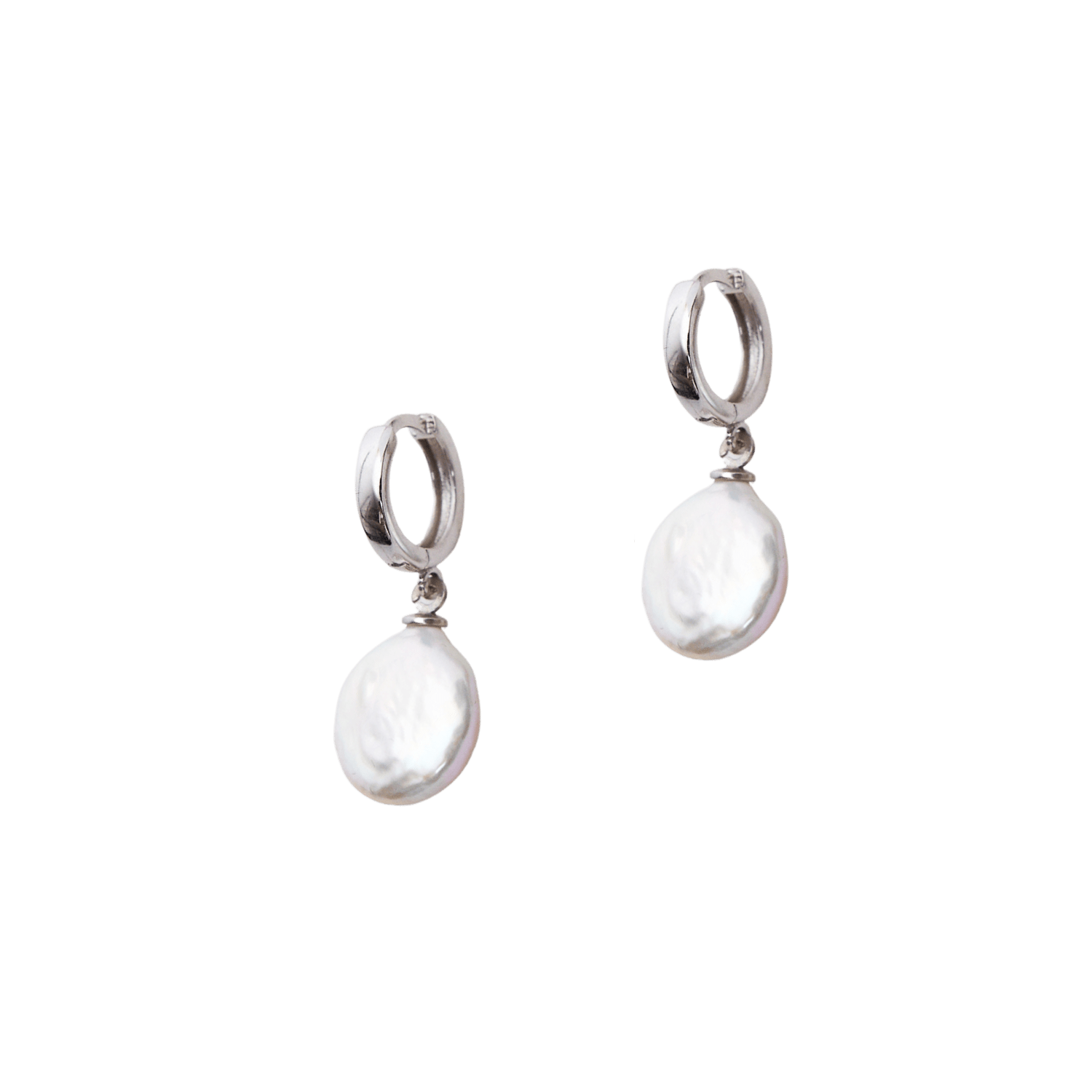 Treated Freshwater Cultured Drop Baroque Pearl Earrings Sterling Silver - Silver