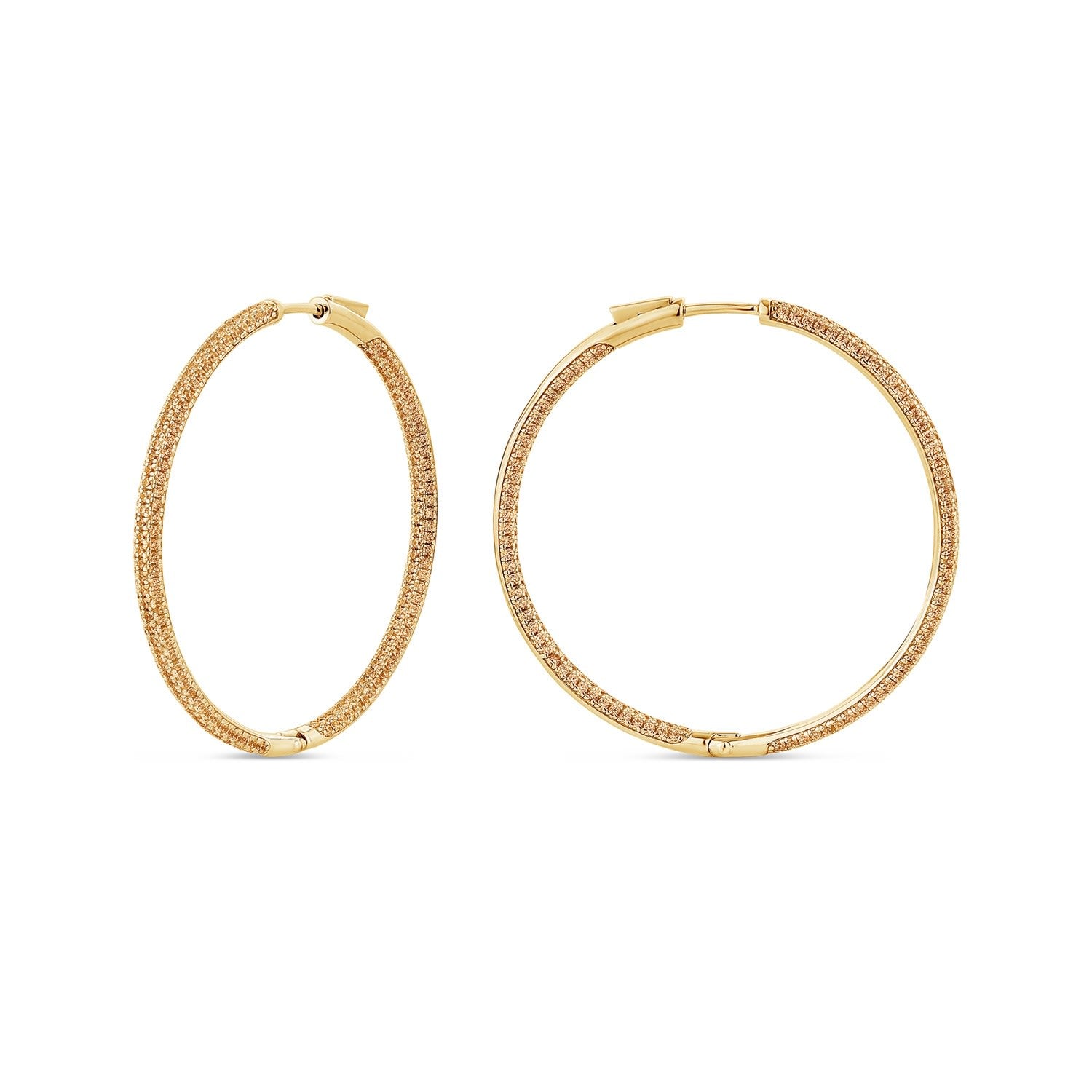 Pursuit Pave Hoops With Man Made Cz Diamond Stimulant In Sterling Silver & 18K Gold Vermeil
