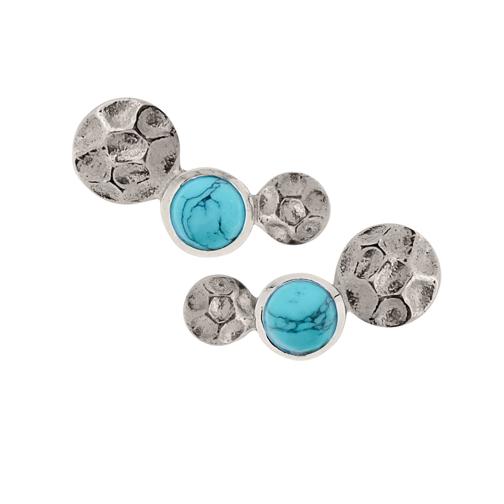 Lakshmi Silver Stud Earrings - Turquoise