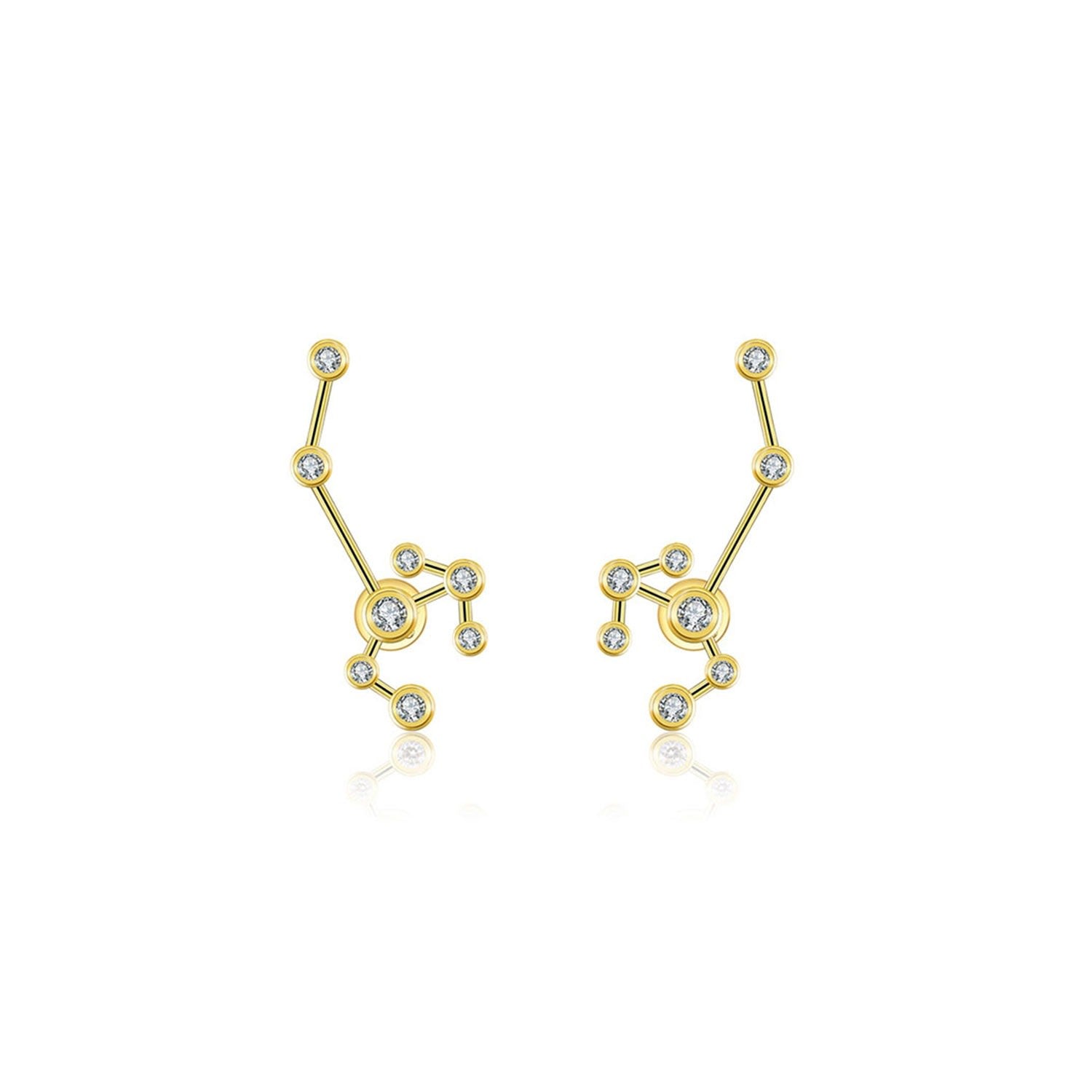 Sagittarius Zodiac Constellation Earring 18K Yellow Gold & Diamond