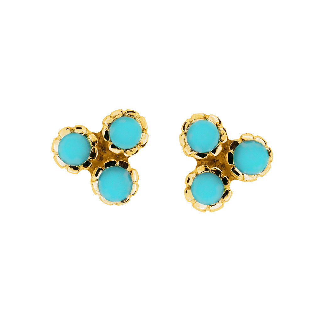 Threeni Gold Vermeil Stud Earrings - Turquoise