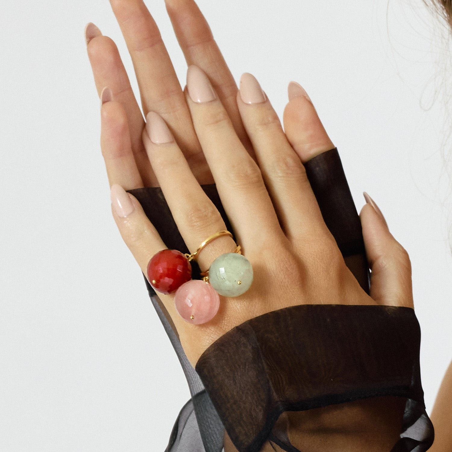 Bubble Red Onyx Gold Ring - Gold, Red