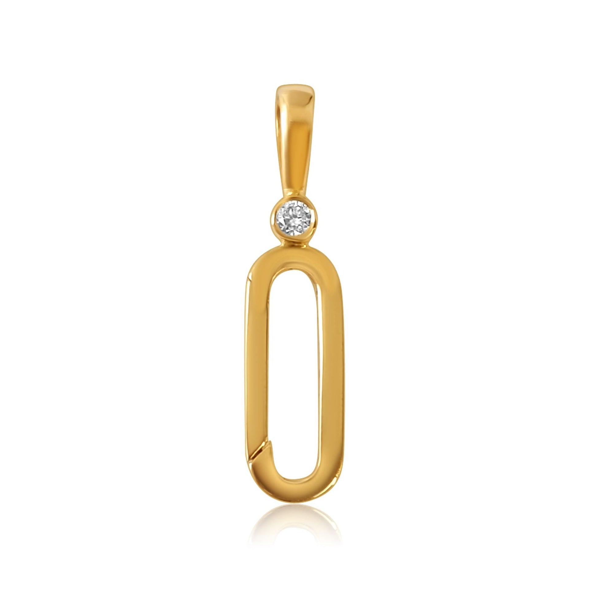 Gold Diamond Paperclip Pendant
