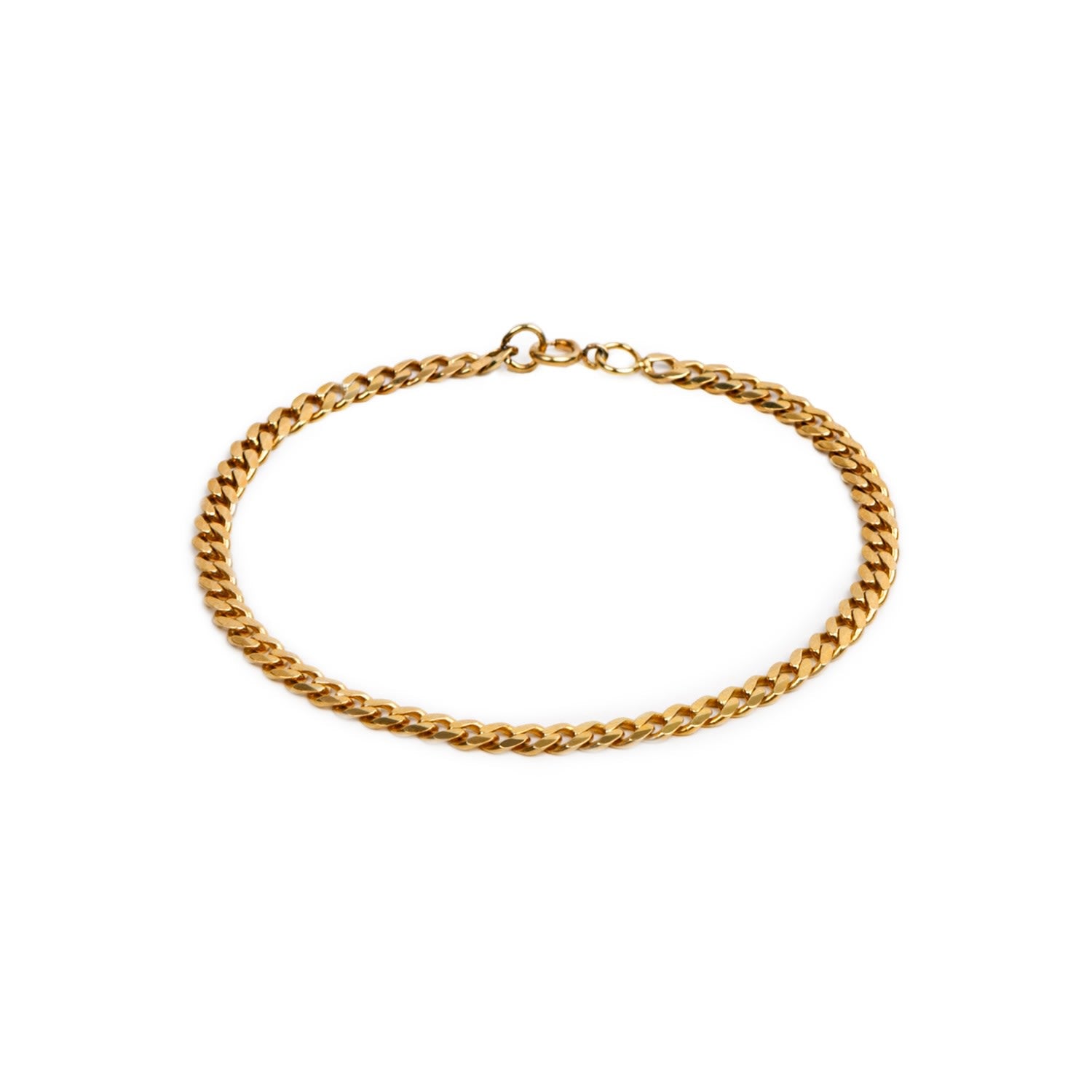 3.4Mm Classic Flat Curb Chain Bracelet Gold