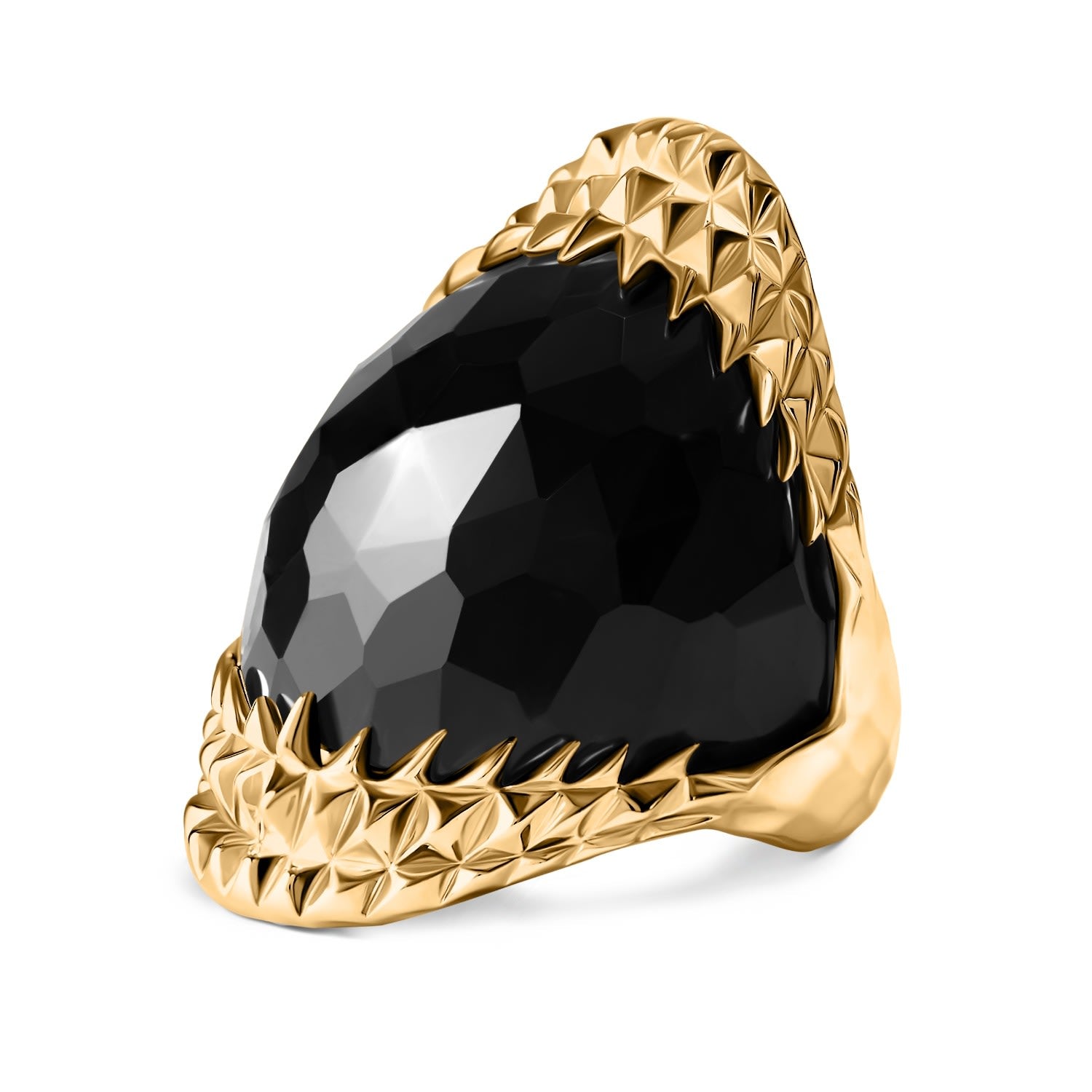 Black Vampire Bite Ring Gold