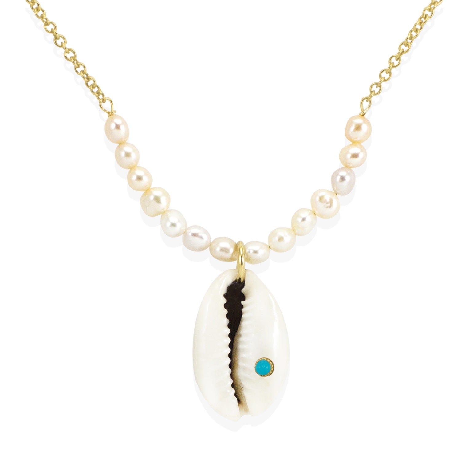 Turquoise & Cowrie Shell Necklace